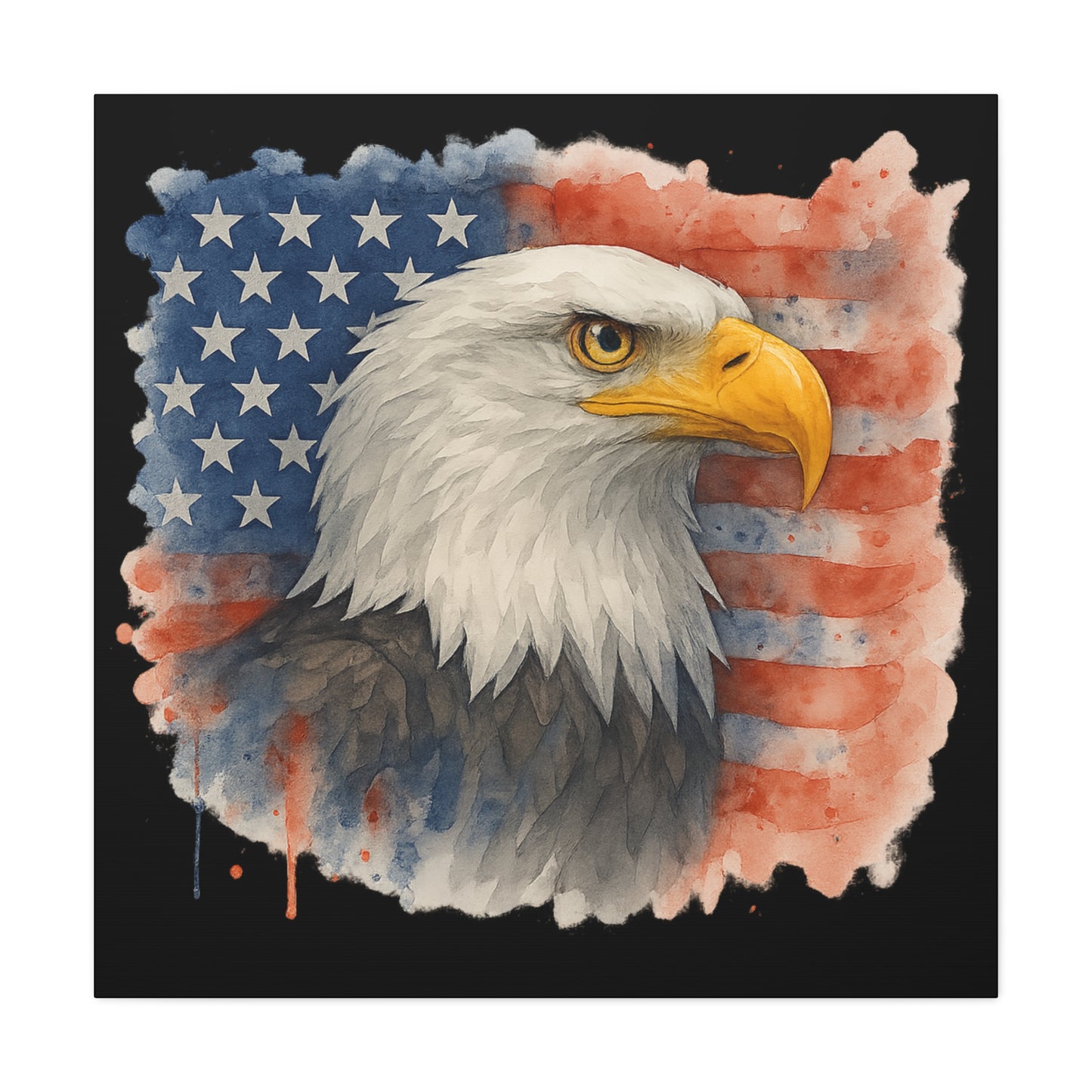 Patriotic Eagle Canvas Art American Flag Decor Independence Day Decor 4th of July Canvas Gift for Veteran