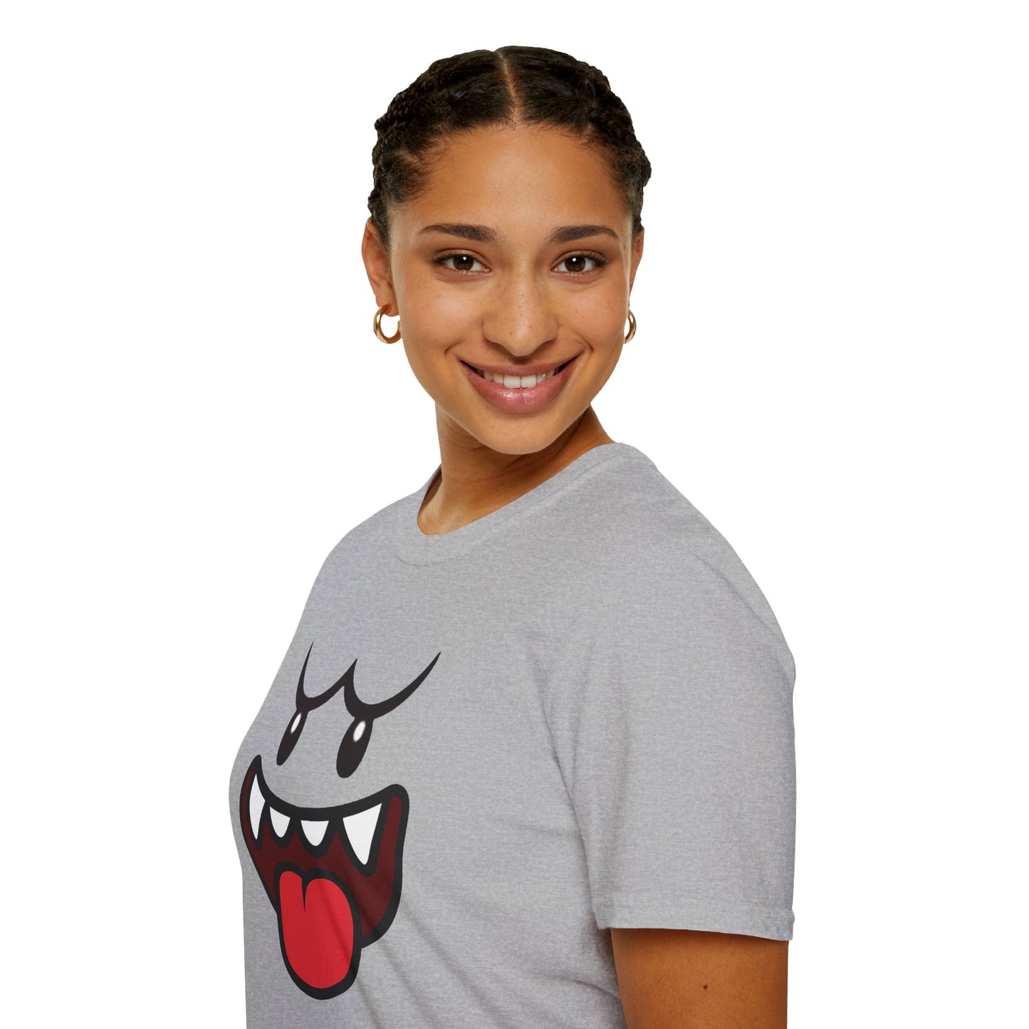 Ghost Face Graphic T-Shirt – Funny Spooky Cute Retro Halloween Tee, Y2K Nostalgia Bold Design, Soft Cotton, Fall Gift Shirt