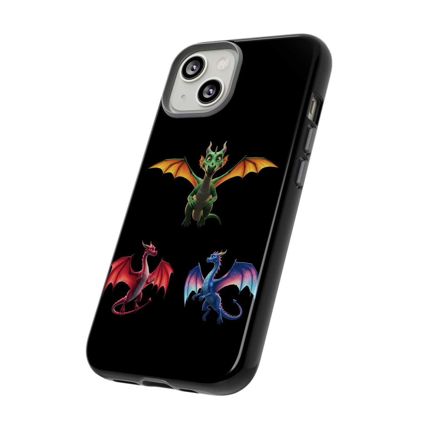 Vibrant Fantasy Dragon iPhone Case - Tough Armor Cover for iPhone 15/14/13 - Colorful Mythical Wings Gift for Dragon Lovers