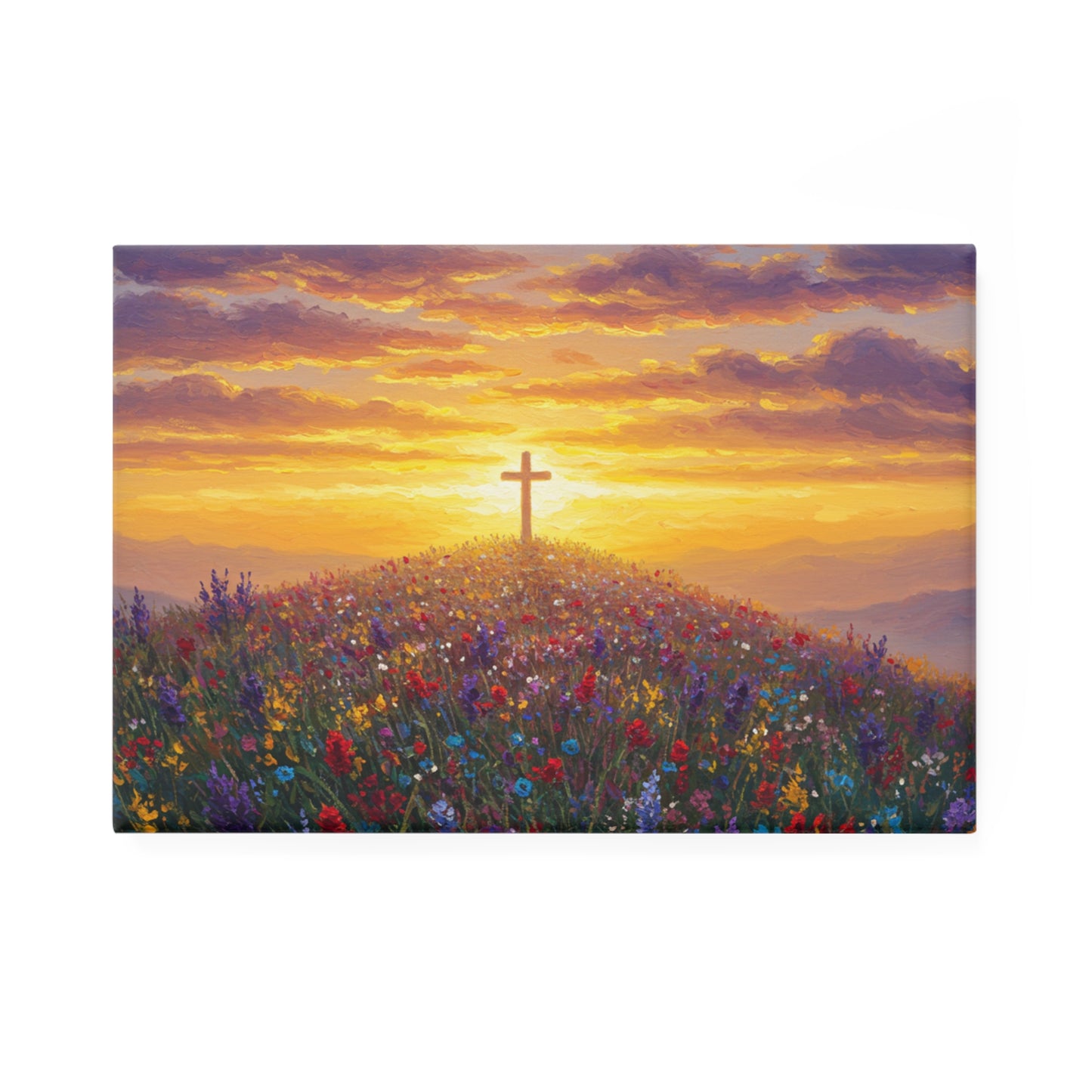 Button Magnet, Monet Style Cross Painting Christian Decor Spiritual Magnet Religious Decoration
