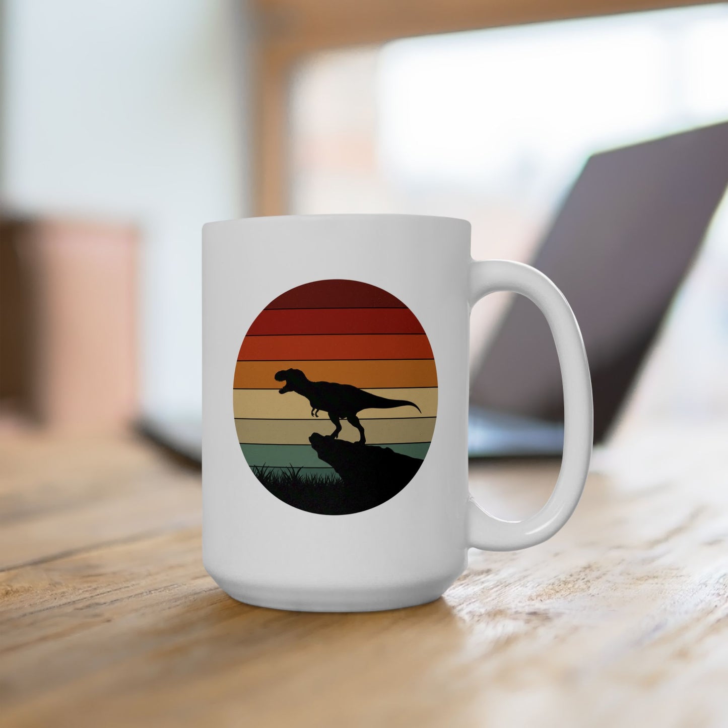 Retro T-Rex Dinosaur Coffee Mug - Funny Tea-Rex Ceramic Cup, Gift for Dino Lovers and Office Humor - 11oz or 15oz
