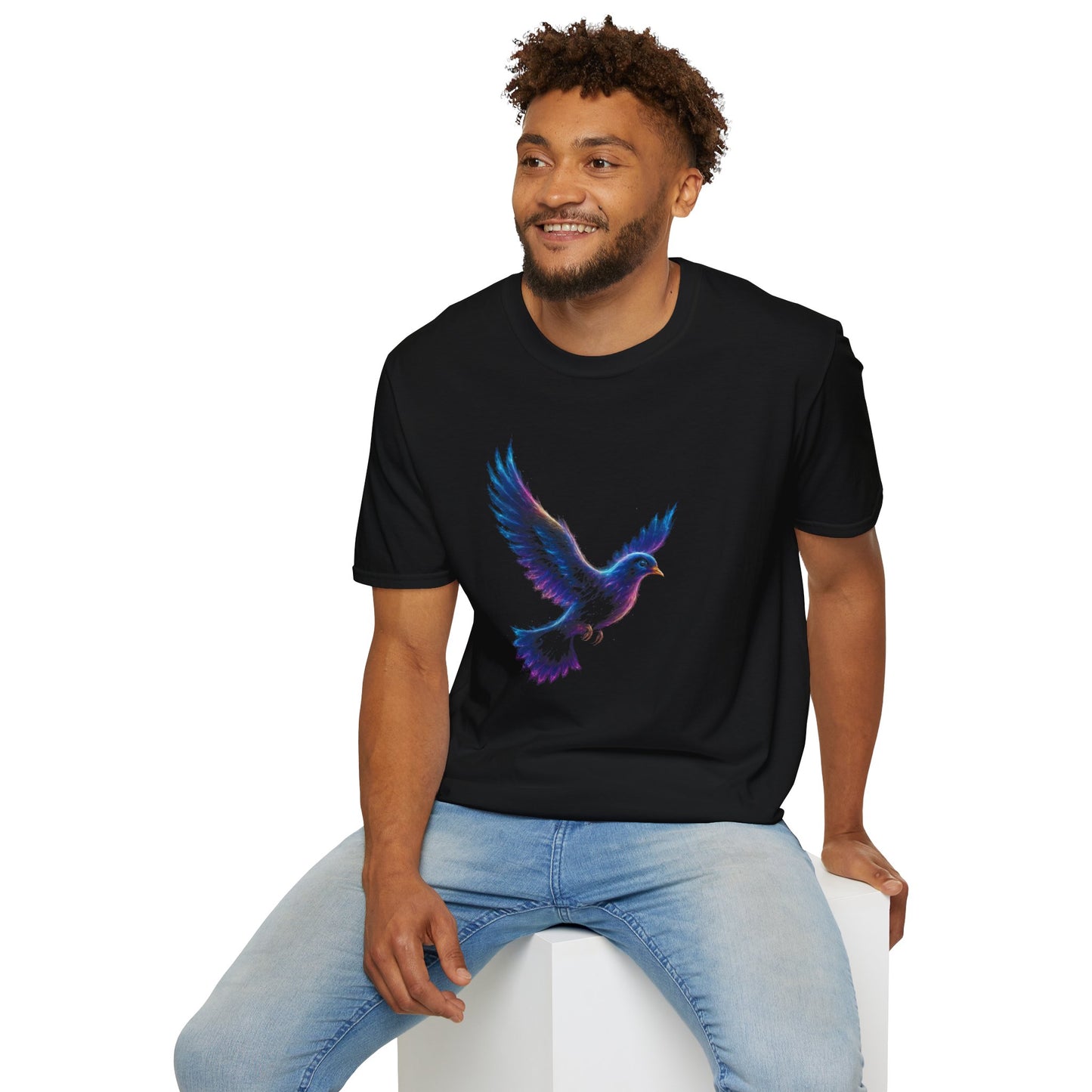 Abstract Dove Graphic Tee | Neon Spiritual Bird T-Shirt, Christian Symbol of Peace, Colorful Artsy Faith Shirt, Unique Religious Gift