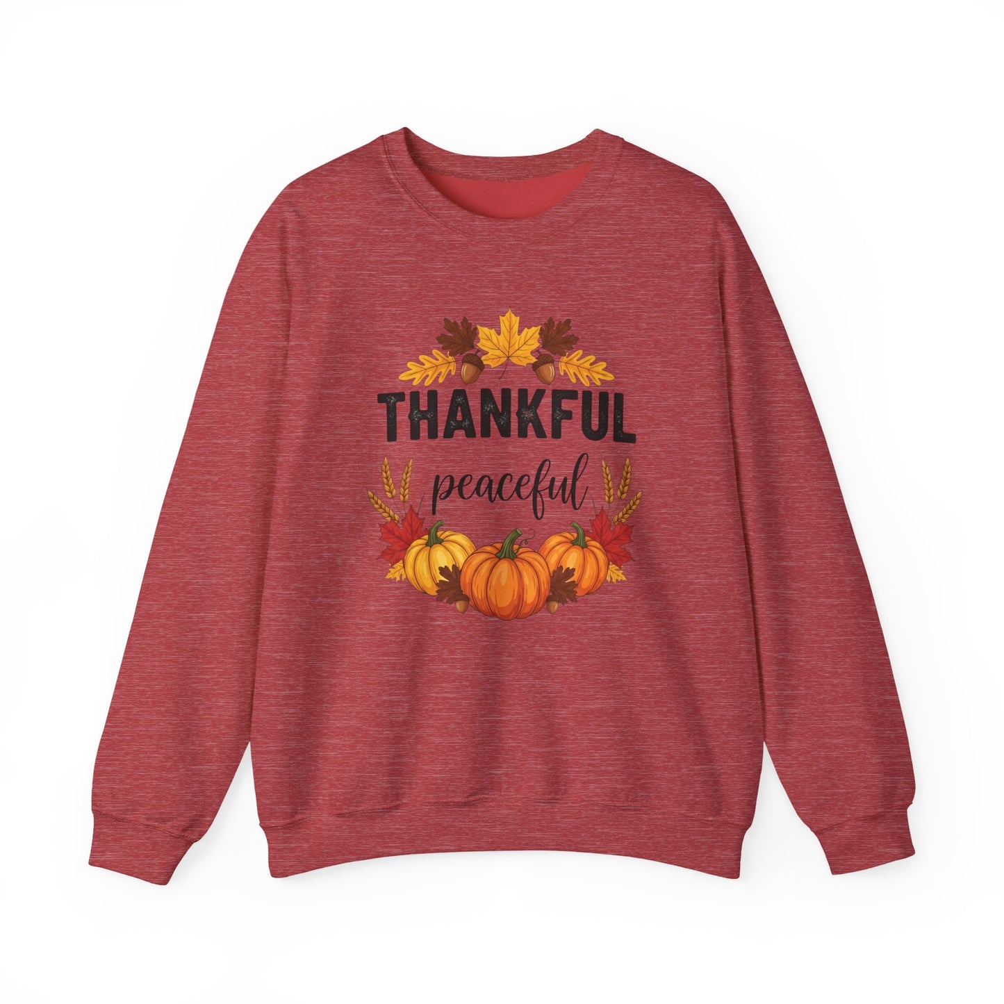 Thankful Peaceful Fall Sweatshirt, Autumn Pumpkin Crewneck, Thanksgiving Sweater, Cozy Seasonal Pullover, Gratitude Gift For Women Men