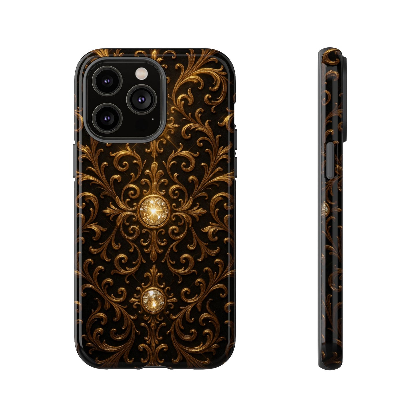 Baroque iPhone Case β Elegant Gold Floral Scroll Design for iPhone 16, 15, 14, 13, Pro Max & More