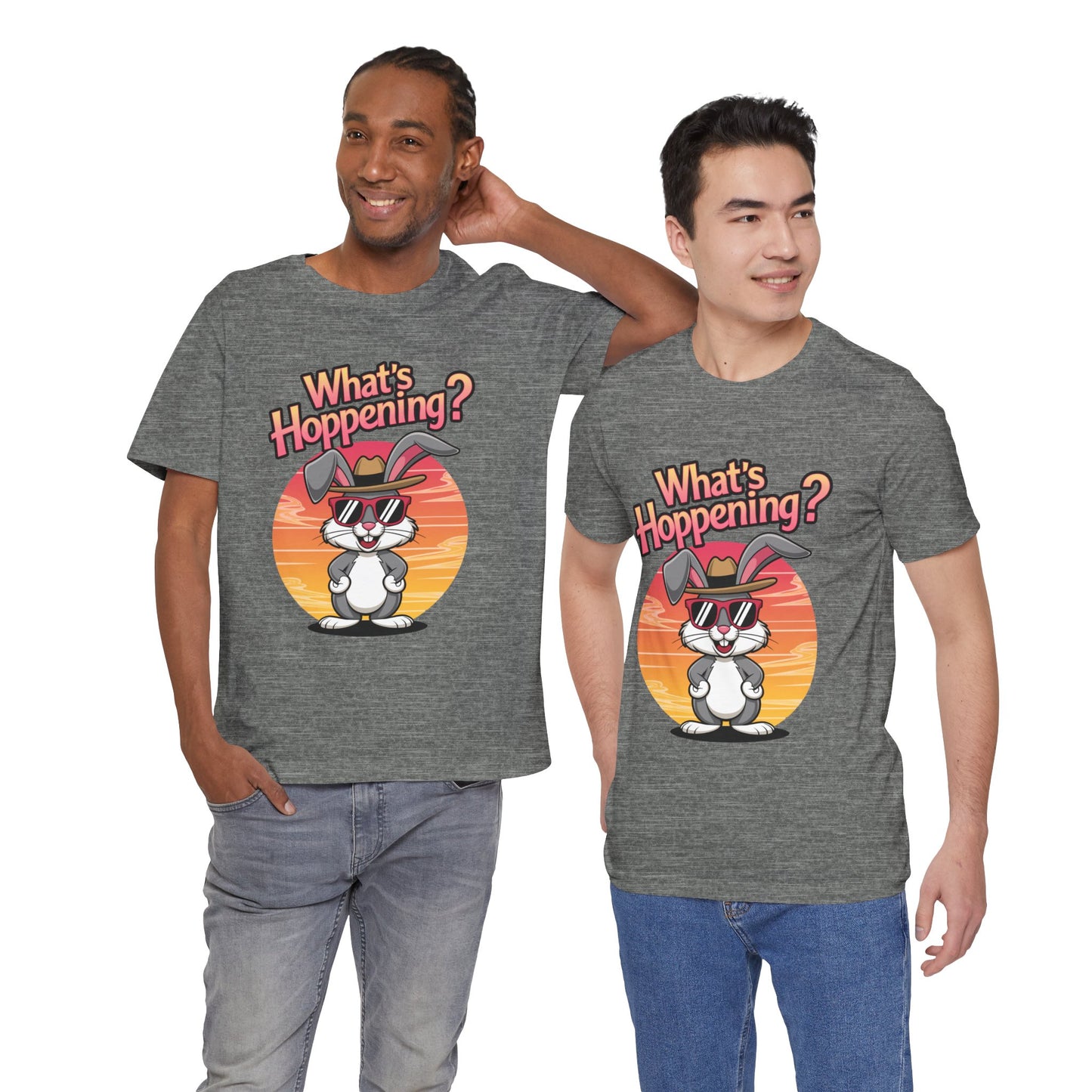 What’s Hoppening Funny Bunny Shirt – Cute Rabbit Pun T-Shirt – Sunset Graphic Tee for Animal Lovers, Easter, and Pun Enthusiasts
