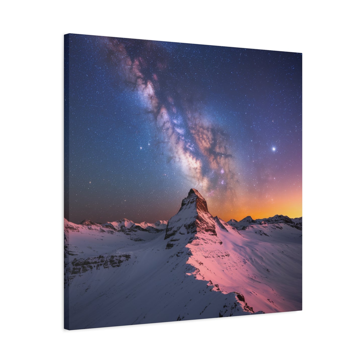 Canvas Art Mountain Top and Milky Way Galaxy View Space Canvas Starry Art with a View