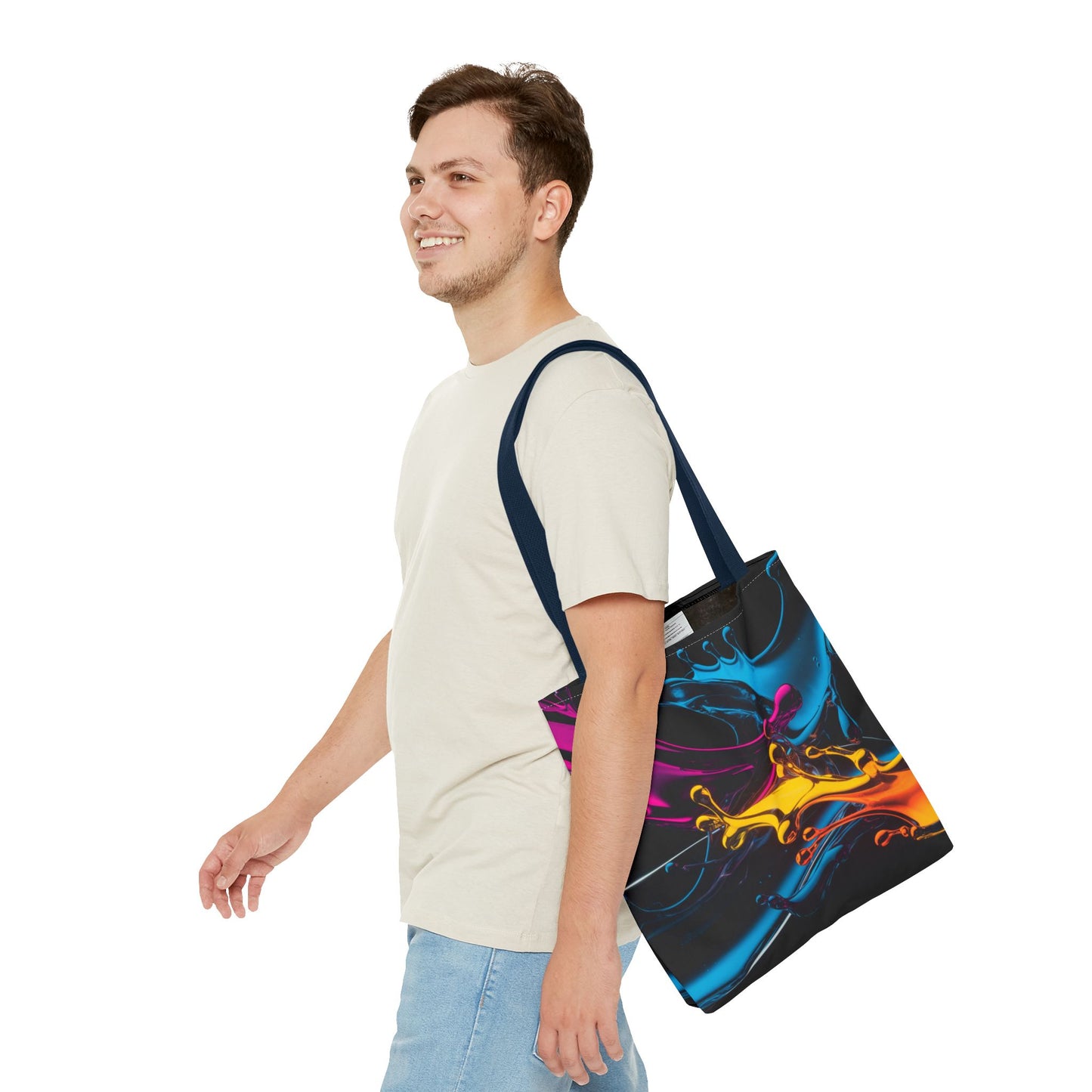 Abstract Neon Splash Tote Bag, Vibrant Colorful Art Bag, Reusable Shopping Bag, Modern Everyday Carryall, Bright Aesthetic Gift For Her