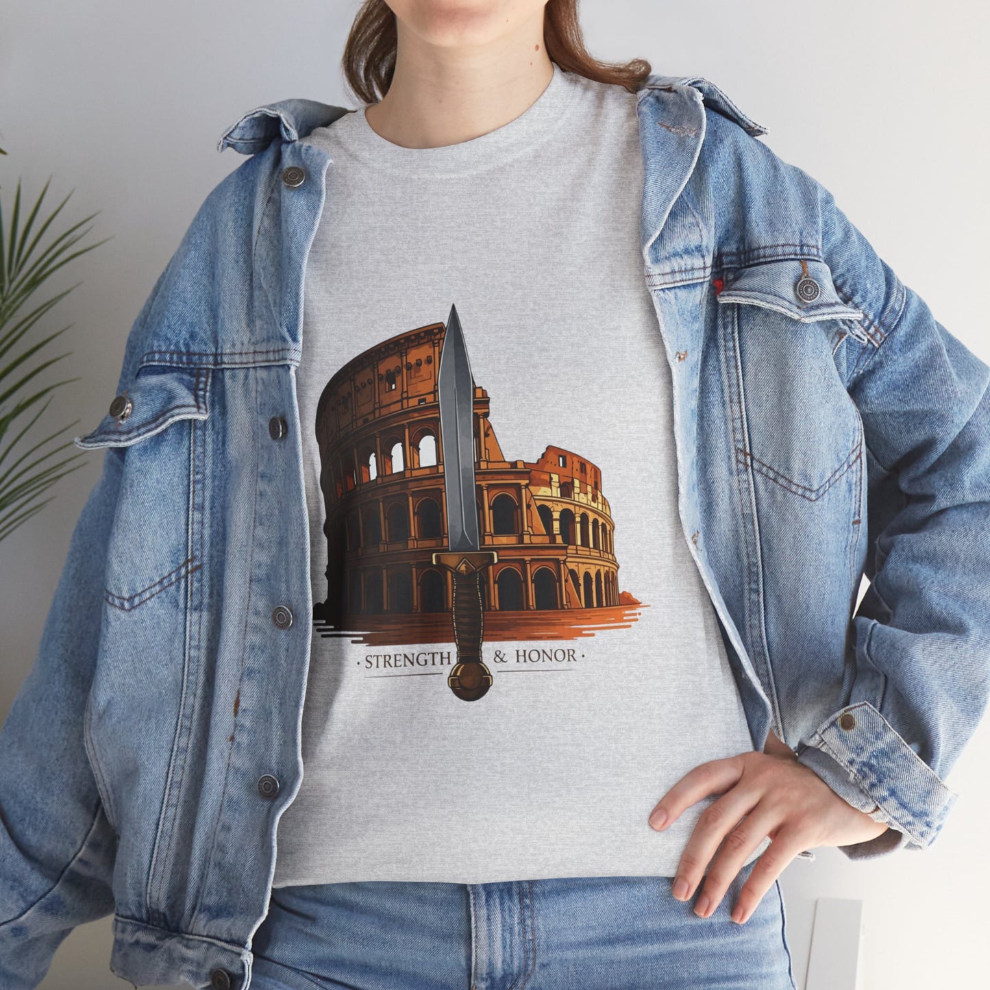 Strength & Honor Gladiator Shirt – Roman Colosseum Sword Graphic Tee – Ancient Rome History T-Shirt for Gladiator & Travel Fans