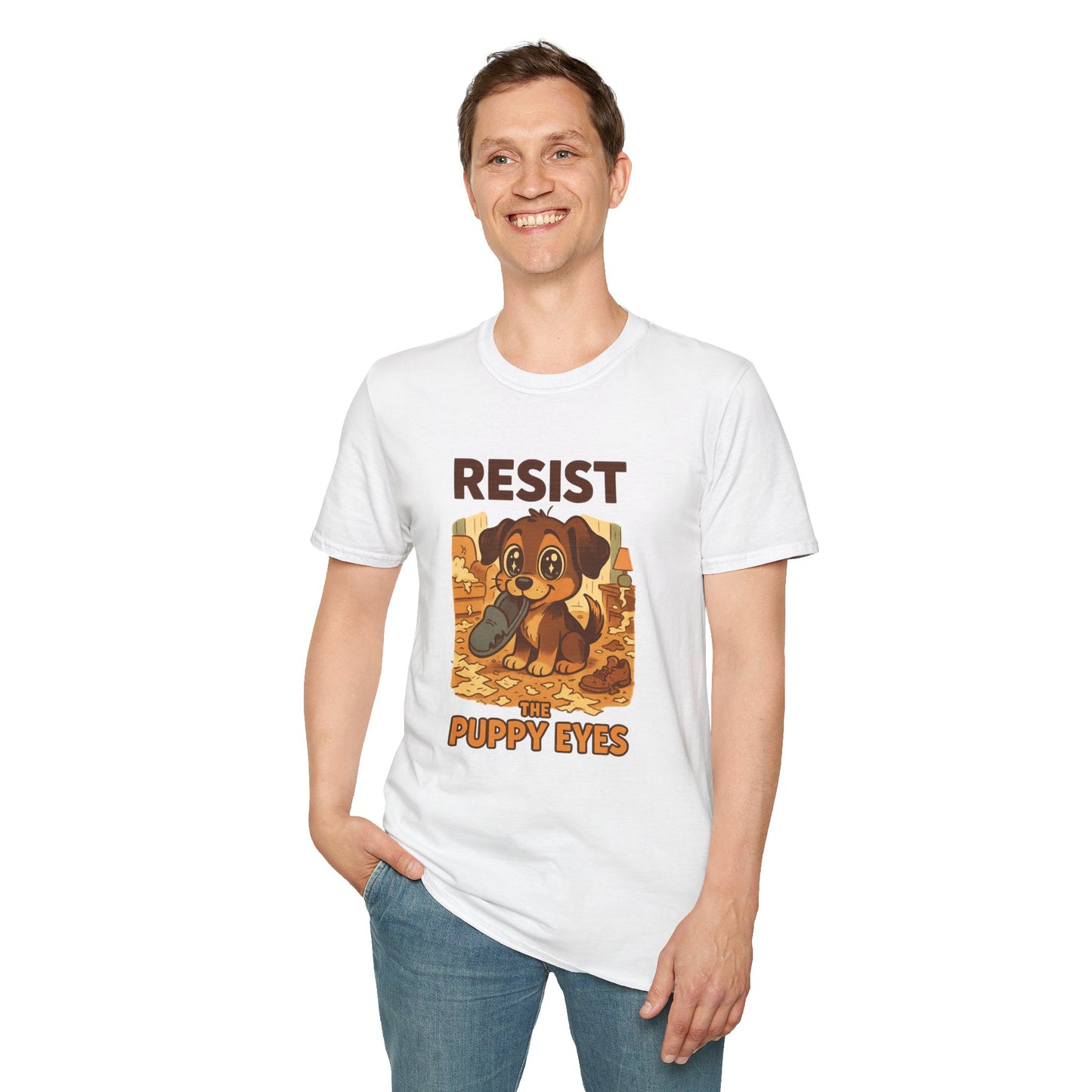 Resist the Puppy Eyes Dog Tee - Cute Puppy Eyes Graphic T-Shirt for Dog Lovers, Funny Pet Gift Shirt, Unisex Animal Lover Tee