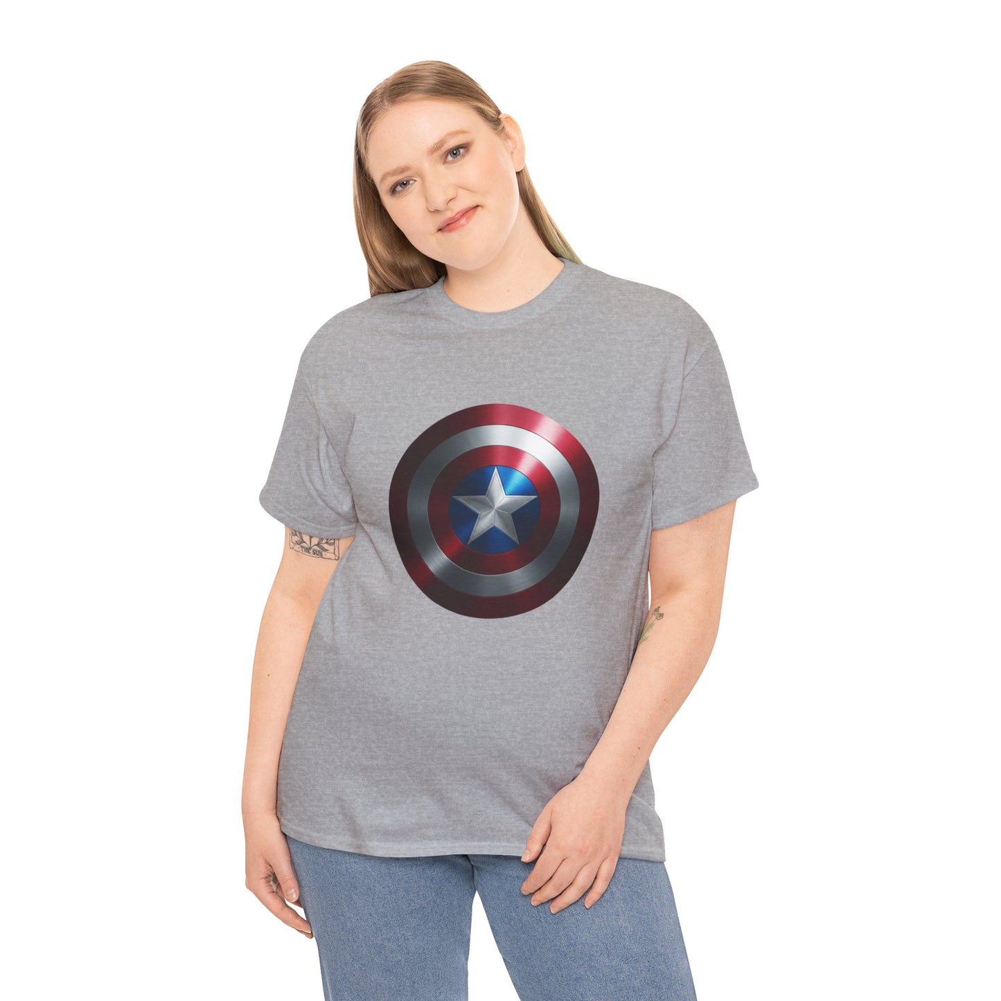Patriotic Hero Shield Shirt – Star Emblem Graphic Tee – Super Soldier Gift – Comic Inspired Unisex Shirt – Cosplay Convention Top