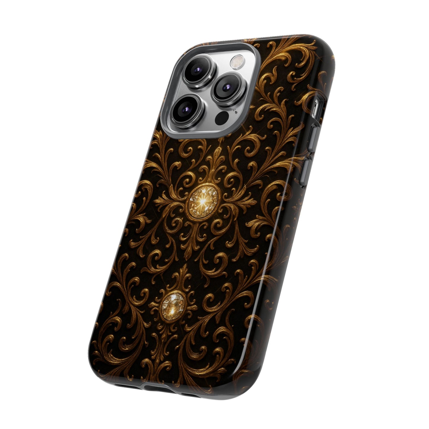 Baroque iPhone Case β Elegant Gold Floral Scroll Design for iPhone 16, 15, 14, 13, Pro Max & More