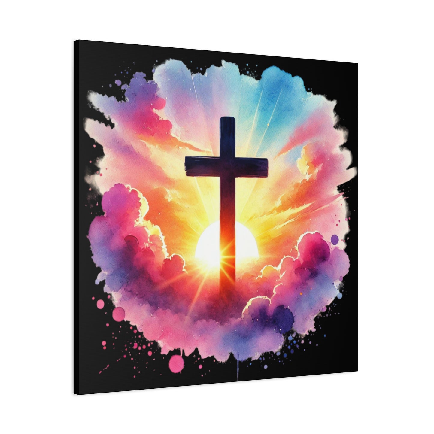 Inspirational Watercolor Cross Wall Art Christian Home Decor Faith Based Canvas Religious Art Inspirational Canvas