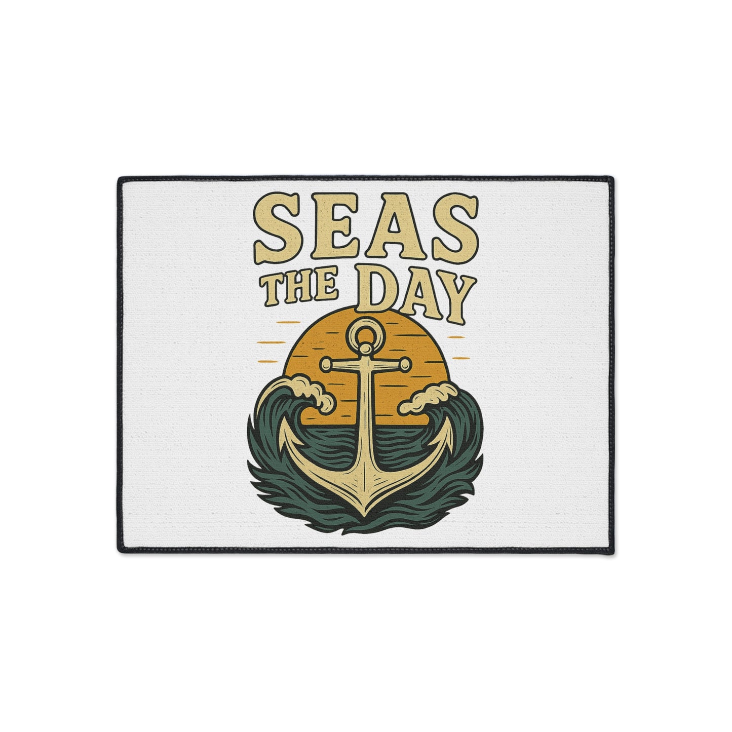 Seas the Day Nautical Doormat - Funny Anchor Rug - Coastal Home Decor - Beach House Entry Mat - Ocean Themed Gift - Boat Lover Decor