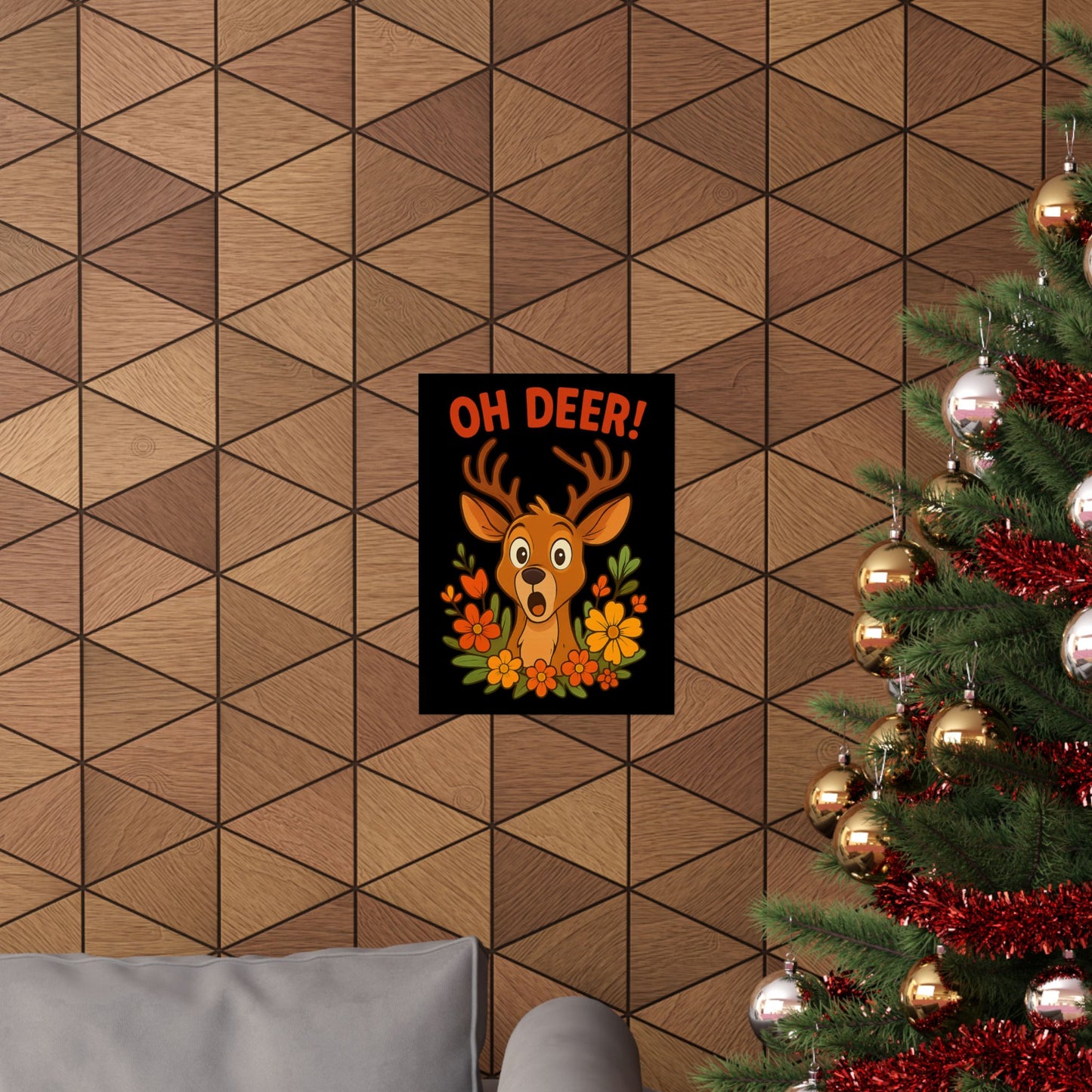 Vertical Poster - Startled Deer 'Oh Deer' Wildlife Decor Nature Decoration Funny Poster