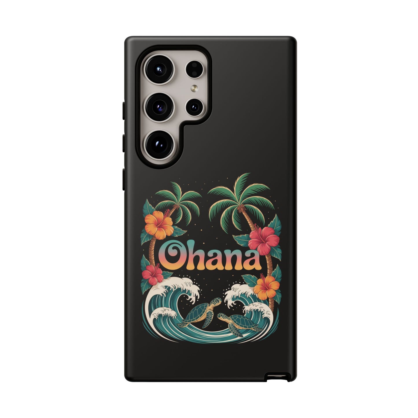 Tropical Ohana Samsung Case - Summer Beach Phone Cover - Hawaiian Palm & Hibiscus Design - Rugged & Glossy Protector for Galaxy