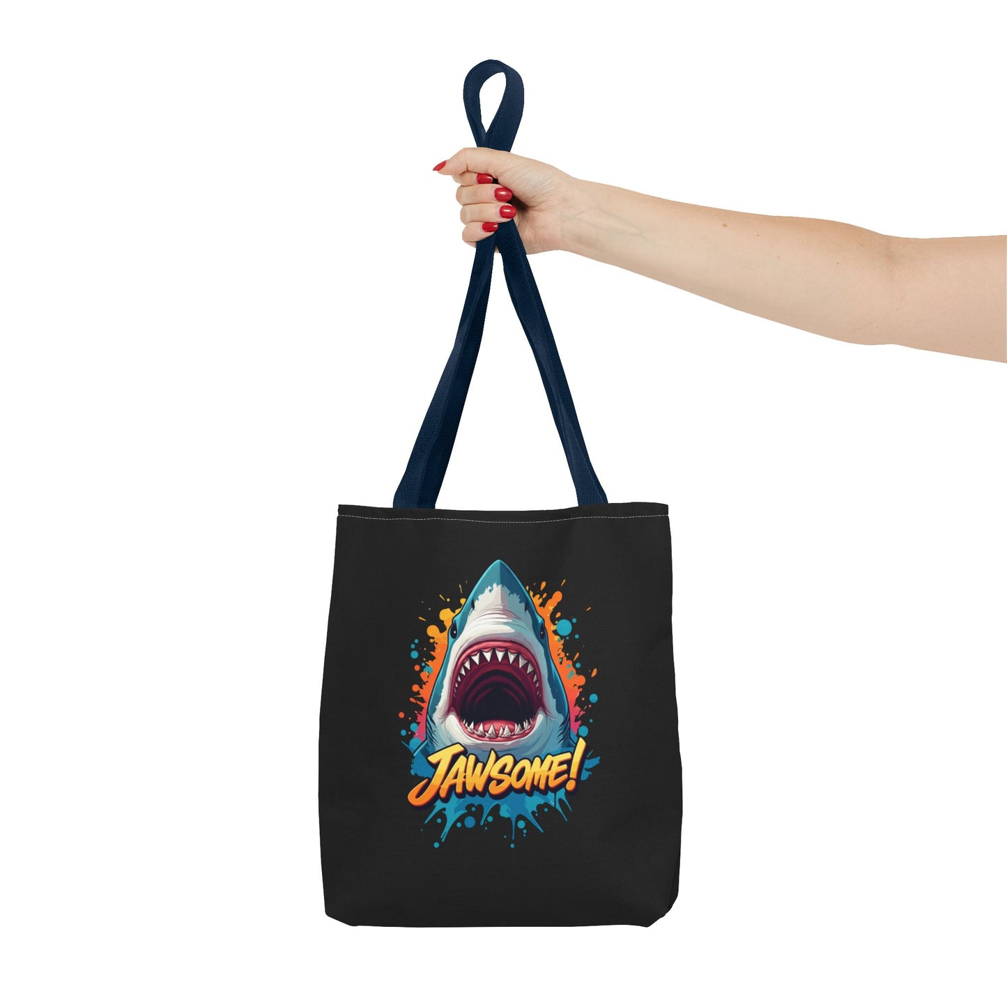 Shark Tote Bag – JAWSOME Funny Ocean Lover Bag – Durable Reusable Grocery, Beach, or Everyday Tote – Gift for Shark Fans & Sea Lovers