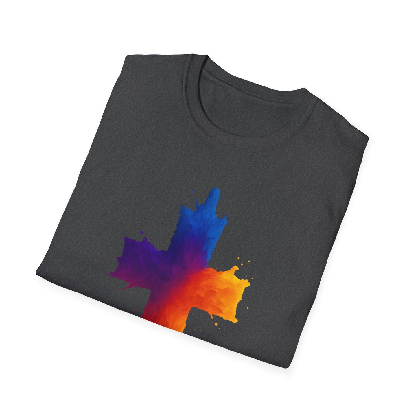 Colorful Abstract Cross T‑Shirt | Bold Grunge Paint Splatter Christian Tee | Unique Vibrant Gift | Inspirational Faith Graphic Shirt