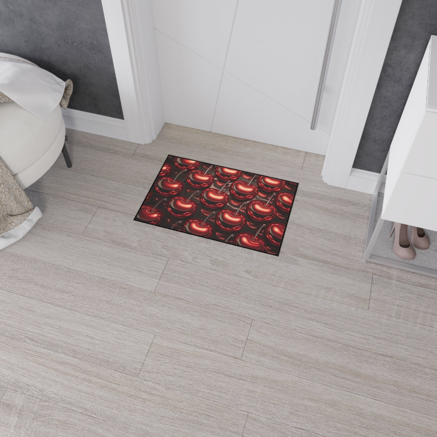 Floor Mat - Shiny Red Cherries Design