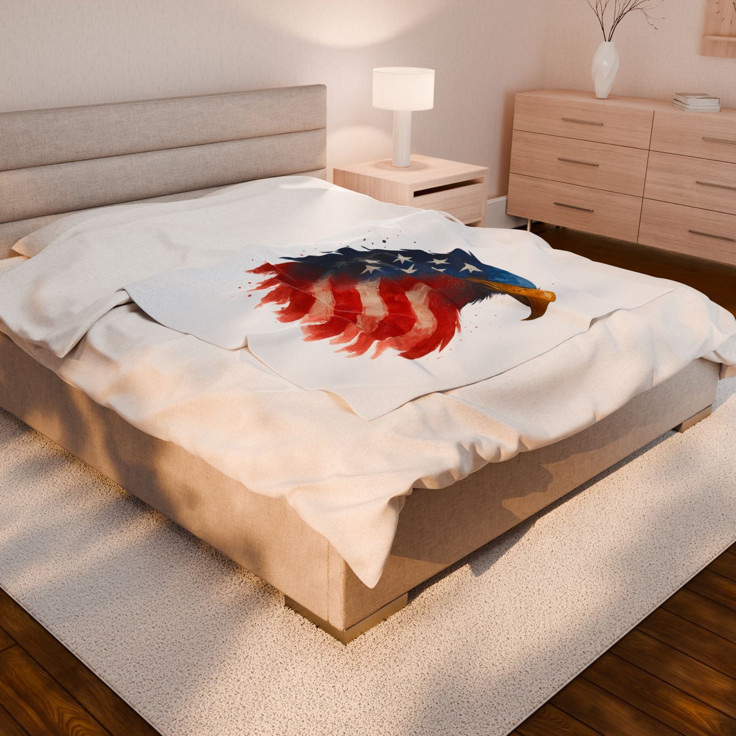 Patriotic Eagle Plush Blanket - Soft USA Flag Throw - Cozy Polyester Eagle Throw for Veterans, 4th of July, Home Decor Gift