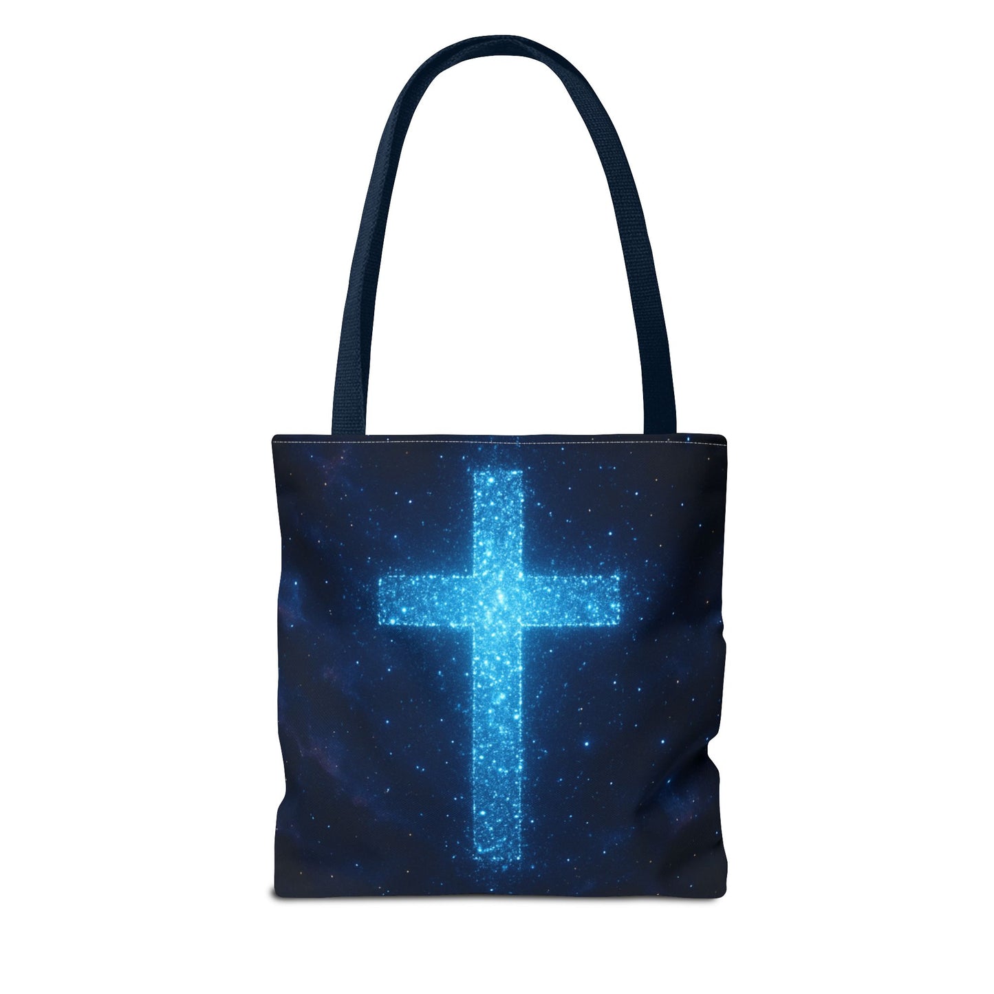 Sparkling Cross Tote Bag - Inspirational Blue Cosmic Bag Christian Tote Spiritual Bag Inspirational Tote Bag
