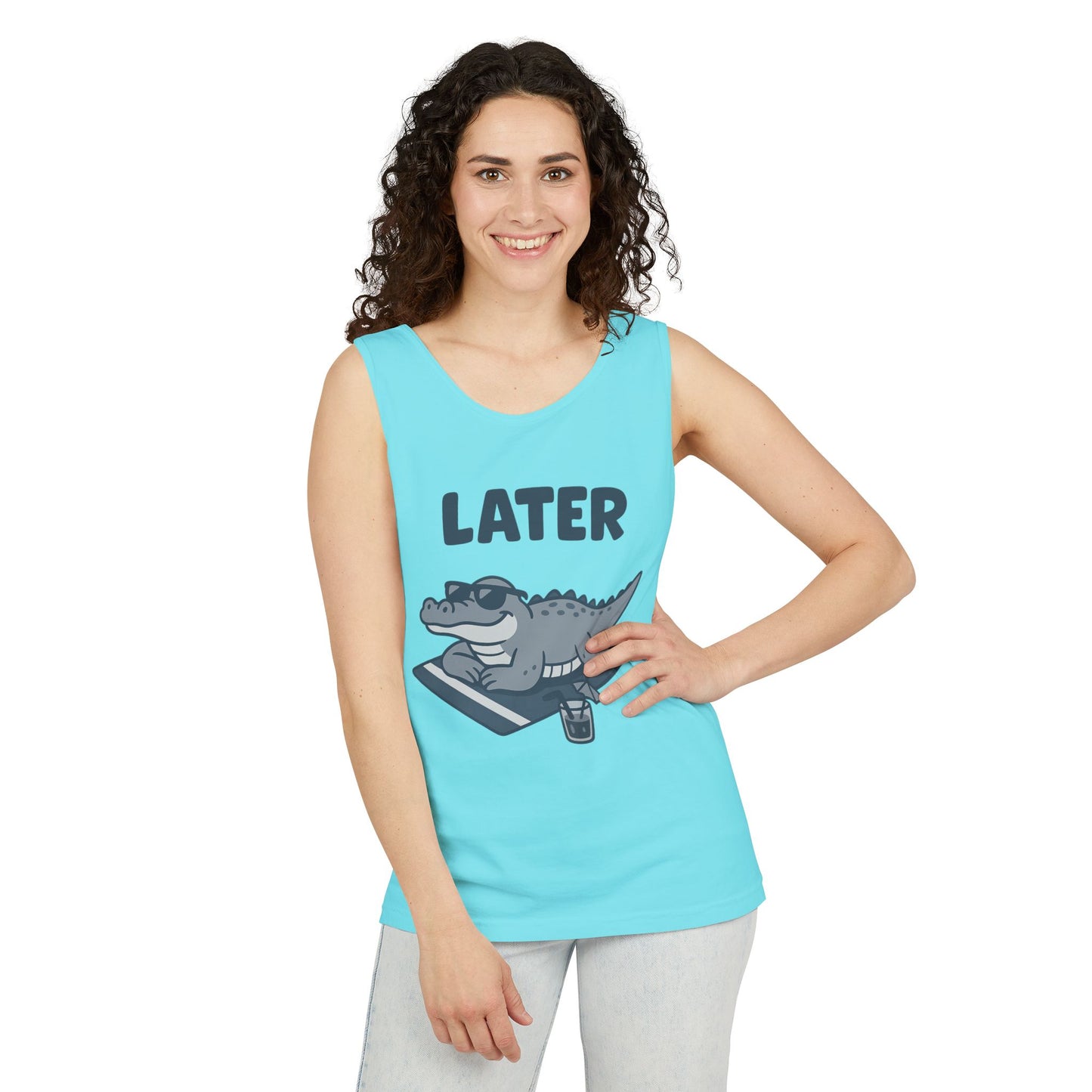Funny Crocodile Tank Top - ‘Later Gator’ Cute Graphic Croc Tee, Summer Vest, Beach Gift, Sarcastic Animal Humor, Festival and Everyday Wear
