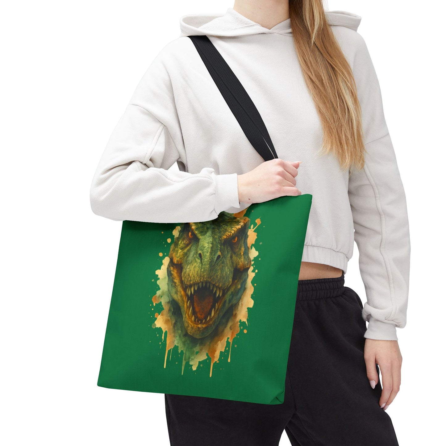 Watercolor T-Rex Tote Bag - Eco Canvas Dino Shopper, Dinosaur Lover Gift, Book Bag, Reusable Grocery Tote - Aesthetic Paleontology Art