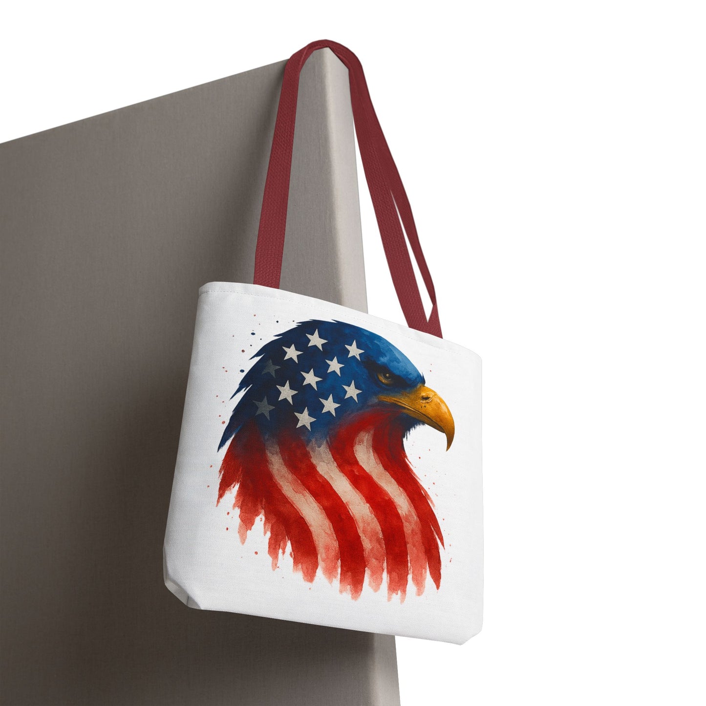 Patriotic Eagle Tote Bag USA Flag Canvas Carryall - Eco-Friendly Independence Day, Memorial Day Gift for Veterans, Reusable Shopping Bag