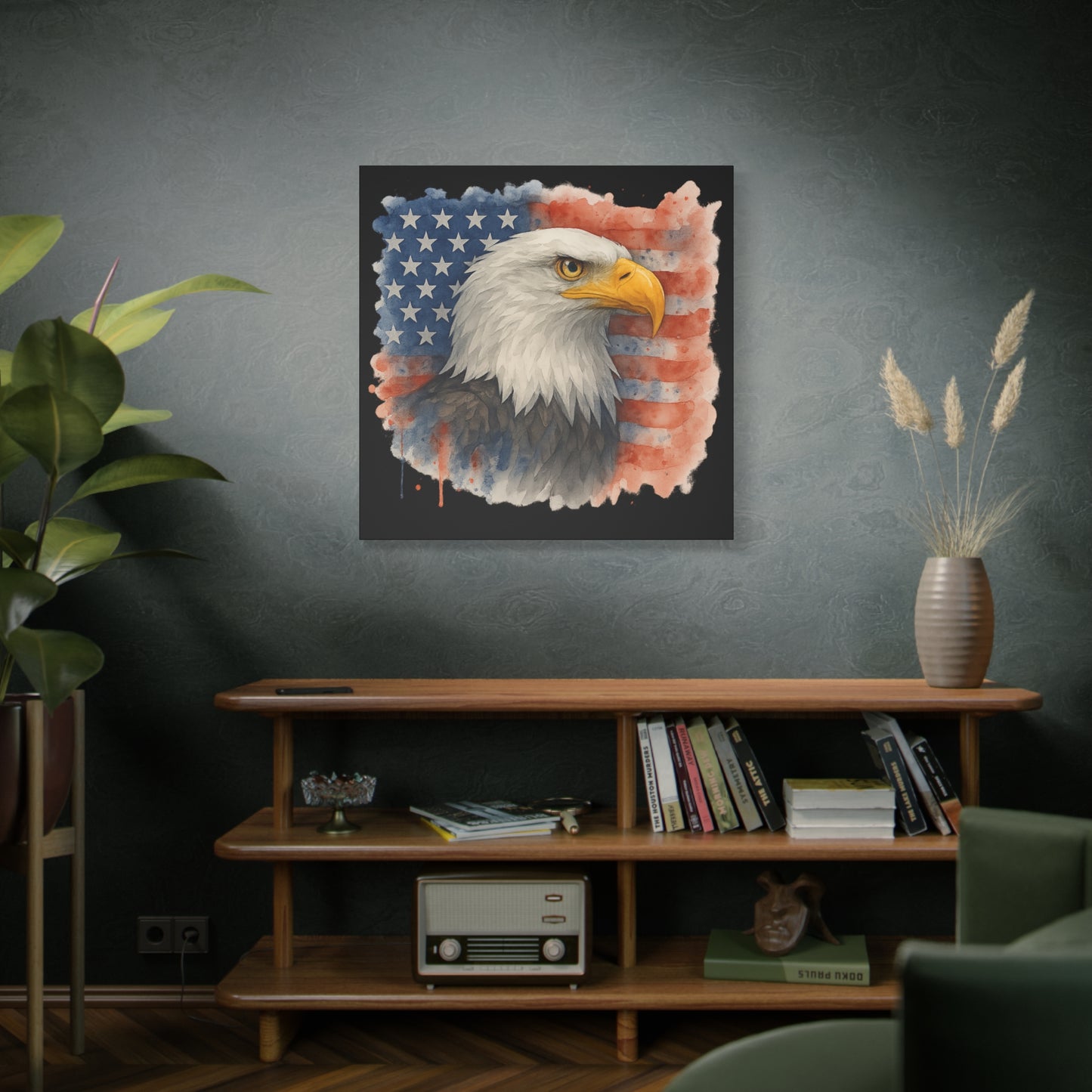 Patriotic Eagle Canvas Art American Flag Decor Independence Day Decor 4th of July Canvas Gift for Veteran