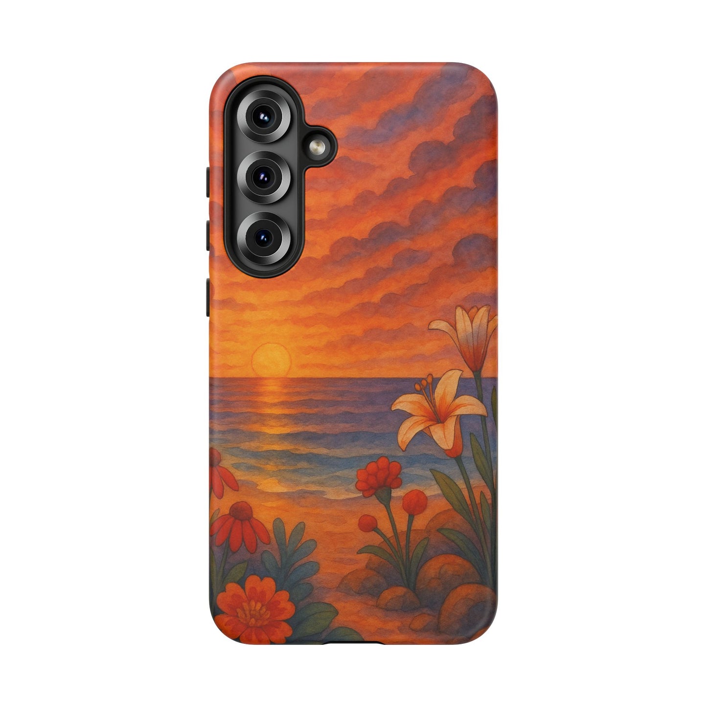 Samsung Case - Floral Ocean Sunset Watercolor Nautical Phone Case Beach Samsung Case Ocean Sunset Theme