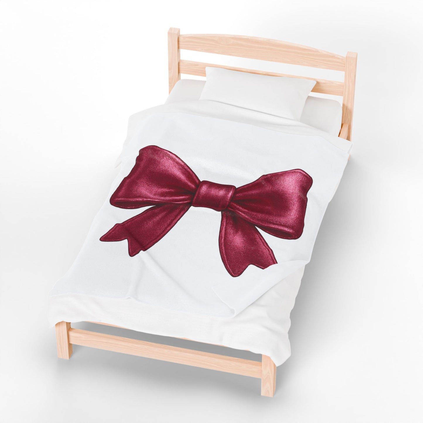Coquette Bow Blanket – Burgundy Ribbon Throw Blanket, Girly Aesthetic Gift, Soft Cozy Bed or Couch Decor