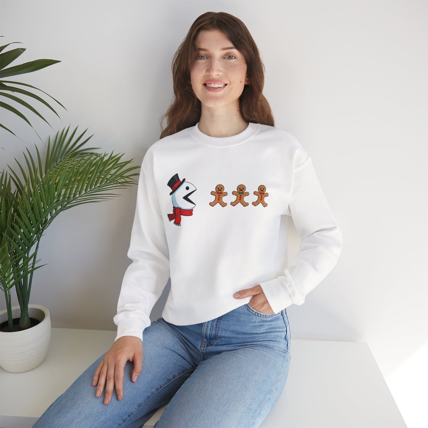 Funny Snowman And Gingerbread Sweatshirt, Cute Christmas Crewneck, Holiday Winter Sweater, Festive Graphic Pullover For Men And Women