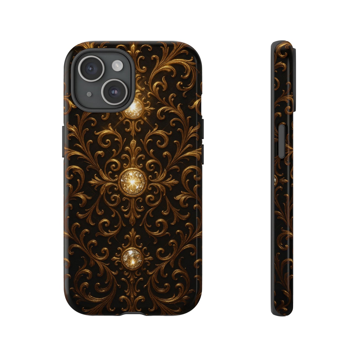Baroque iPhone Case β Elegant Gold Floral Scroll Design for iPhone 16, 15, 14, 13, Pro Max & More