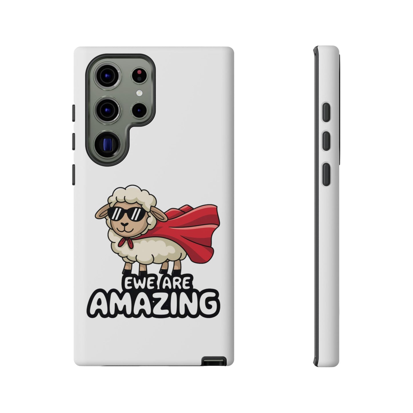 Funny Samsung Case - Cute Sheep Phone Cover - "Ewe Are Amazing" Gift for Her or Him - Animal Pun Superhero Case - Samsung Case