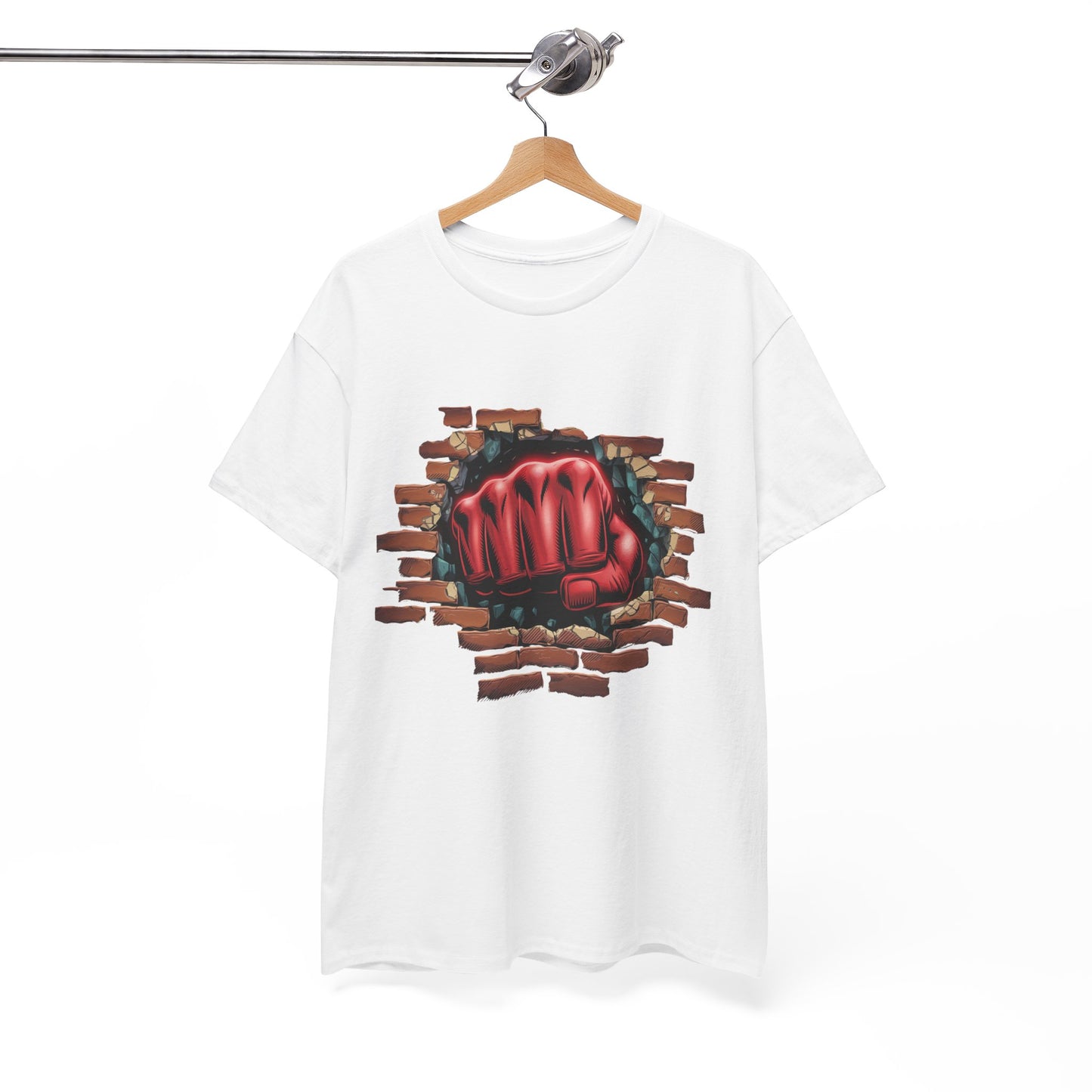 Impact Fist Graphic T-Shirt – Punch Through Brick Wall Design | Bold Streetwear Tee for Fighters, Gym & Edge-Lovers