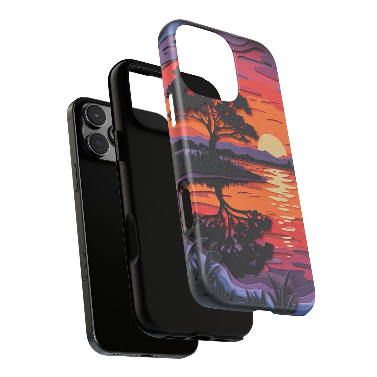 iPhone Case - Colorful Paper Art Sunset Design