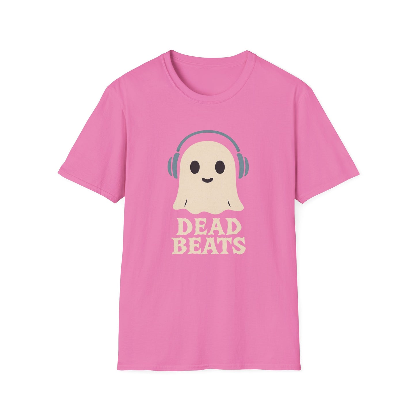 Dead Beats Ghost T-Shirt - Funny Music Halloween Shirt - Cute Ghost with Headphones Tee - Gift for DJs, Musicians and Spooky Season
