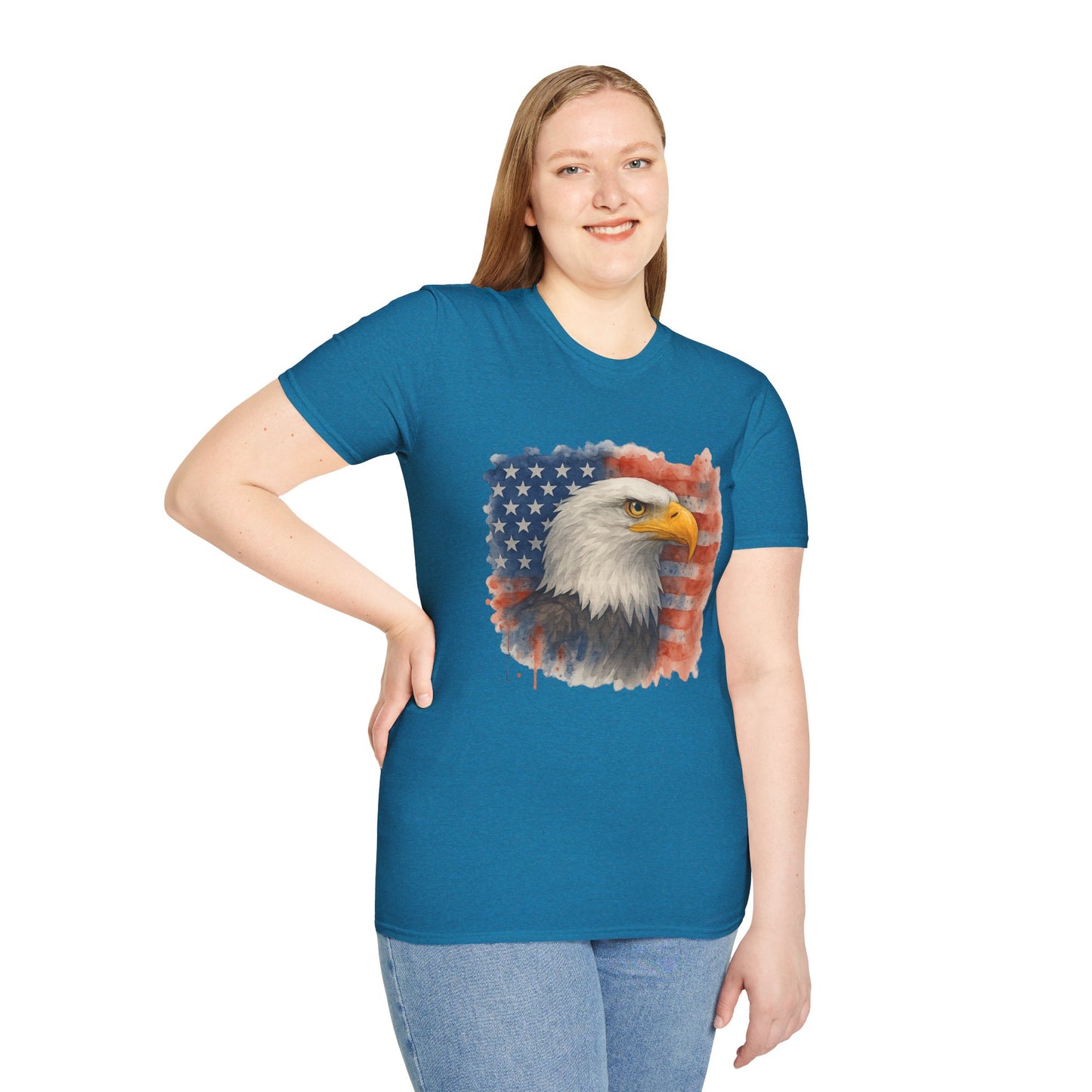 American Eagle & Flag T‑Shirt | Patriotic Graphic Tee | Bald Eagle USA Shirt | 4th of July Tee | Independence Day Apparel