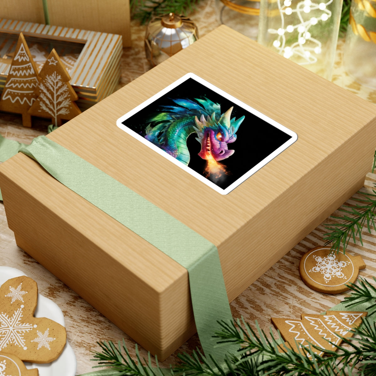 Colorful Fire Dragon Sticker - Waterproof Vinyl Kiss‑Cut Mythical Dragon Decal for Laptop, Skateboard & Water Bottle - Fantasy Art Gift