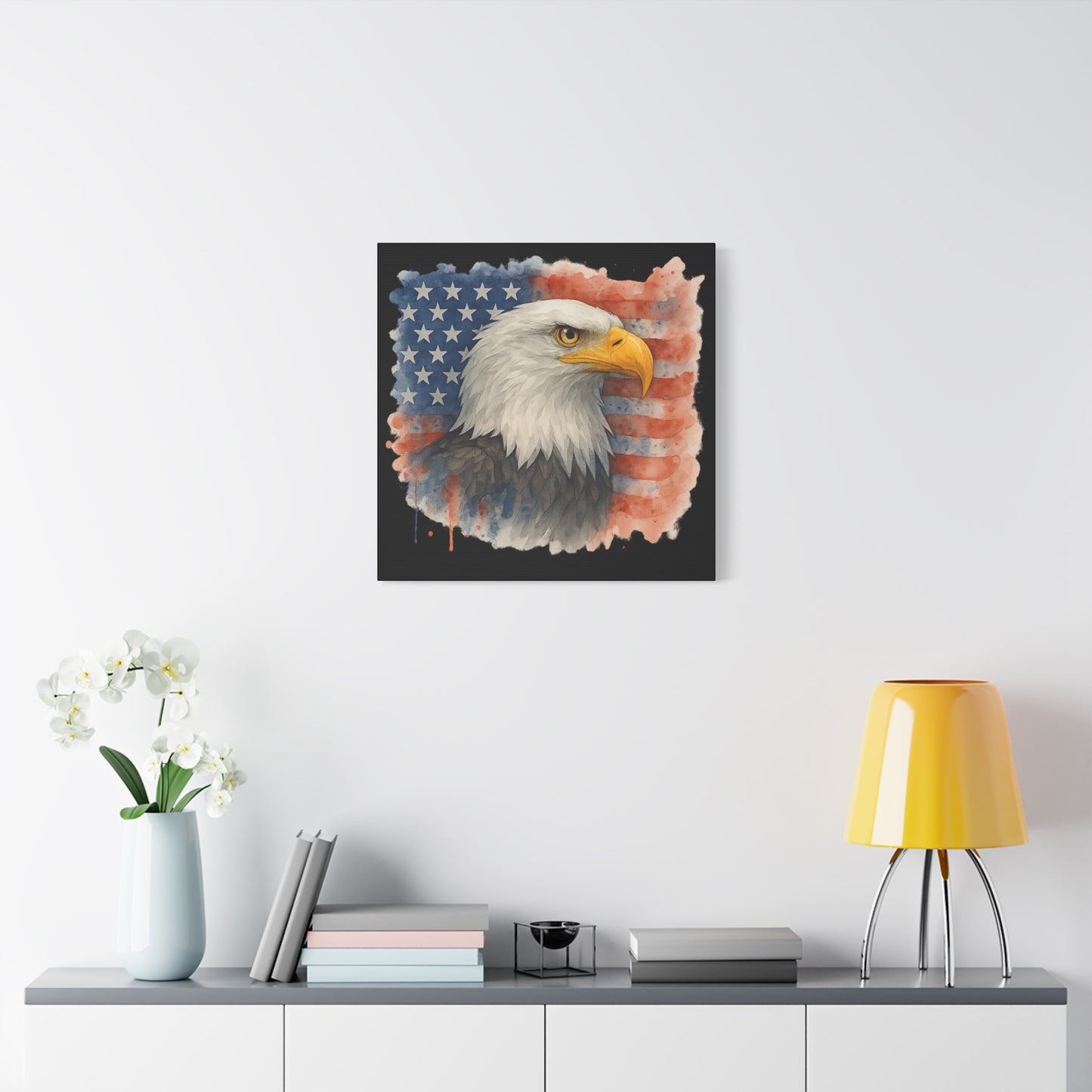 Patriotic Eagle Canvas Art American Flag Decor Independence Day Decor 4th of July Canvas Gift for Veteran