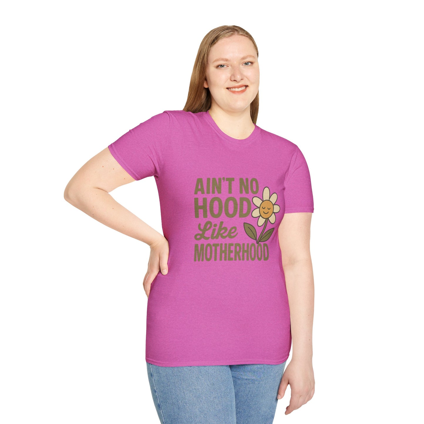 Ain't No Hood Like Motherhood T-Shirt - Unisex Softstyle Tee for Moms Mother's Day Gift