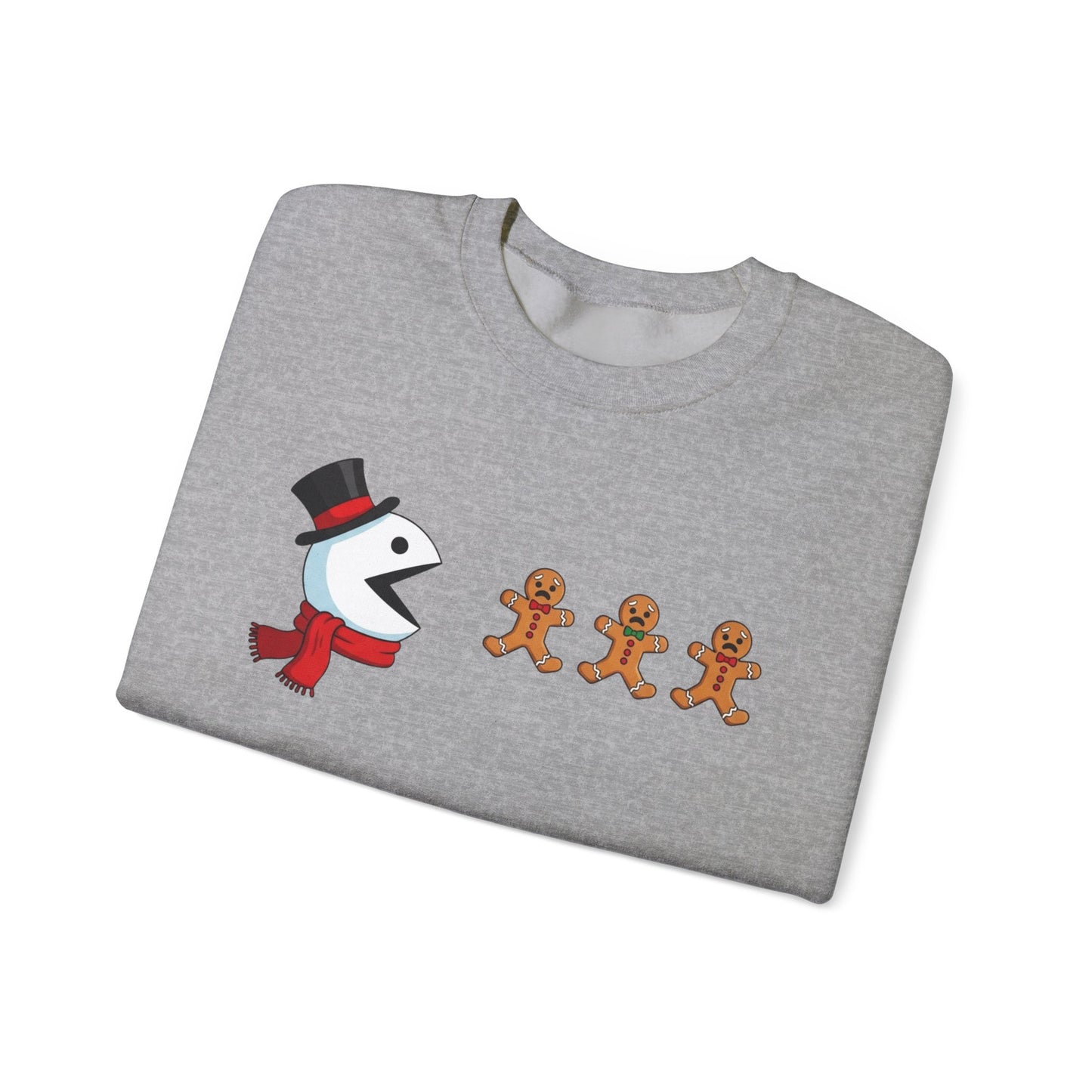 Funny Snowman And Gingerbread Sweatshirt, Cute Christmas Crewneck, Holiday Winter Sweater, Festive Graphic Pullover For Men And Women