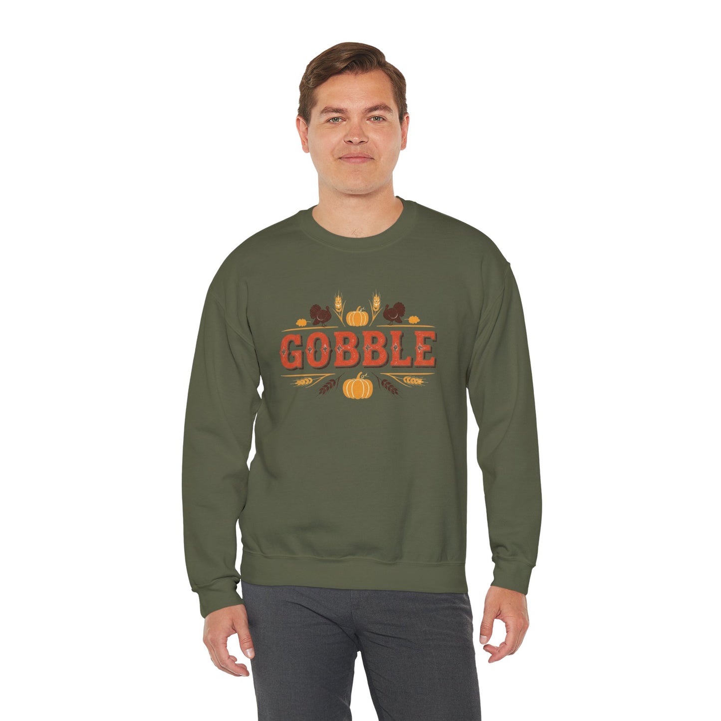 Gobble Thanksgiving Sweatshirt, Fall Pumpkin Turkey Shirt, Cozy Autumn Crewneck, Cute Gobble Pullover, Thanksgiving Dinner Outfit