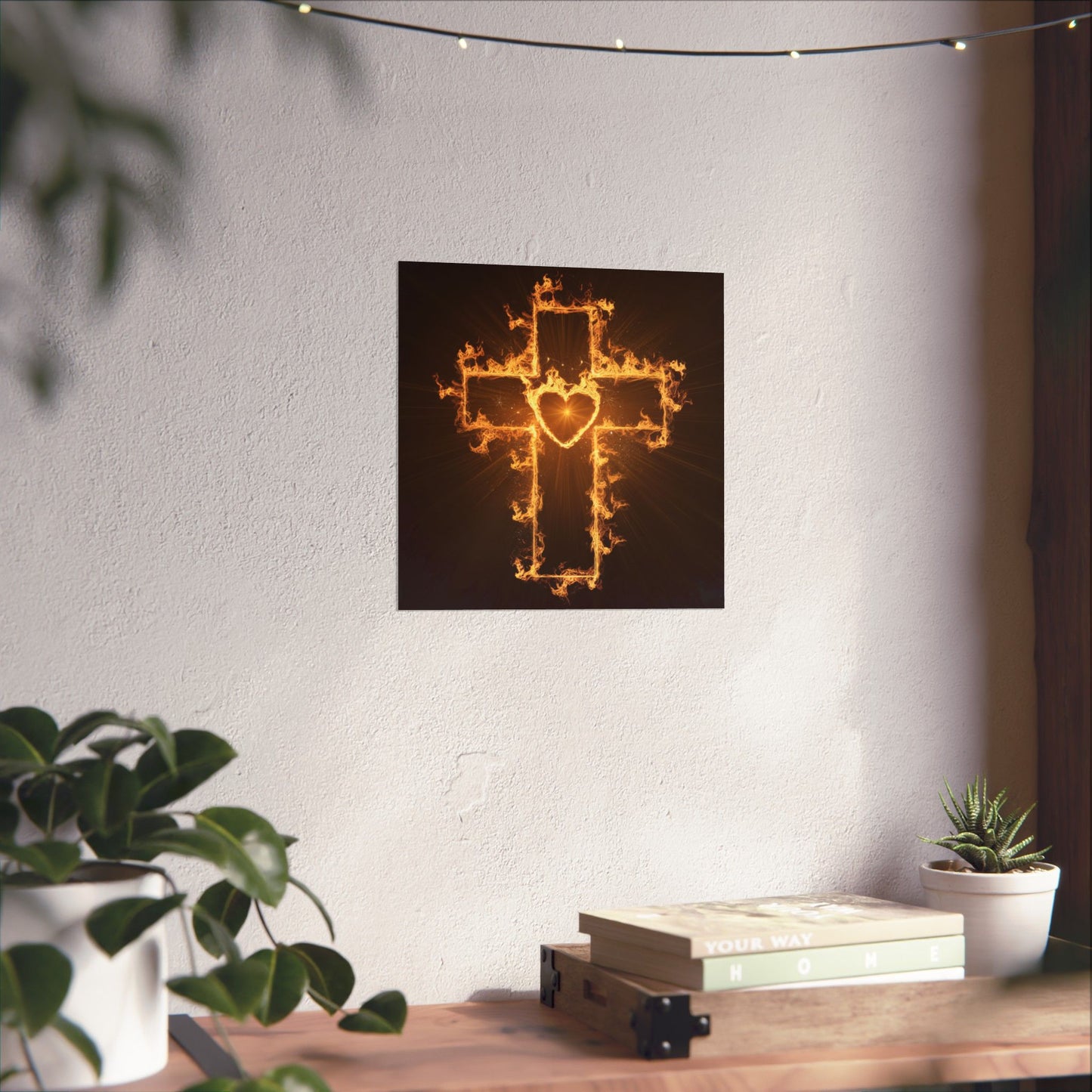 Spiritual Matte Vertical Posters - Fiery Cross Design