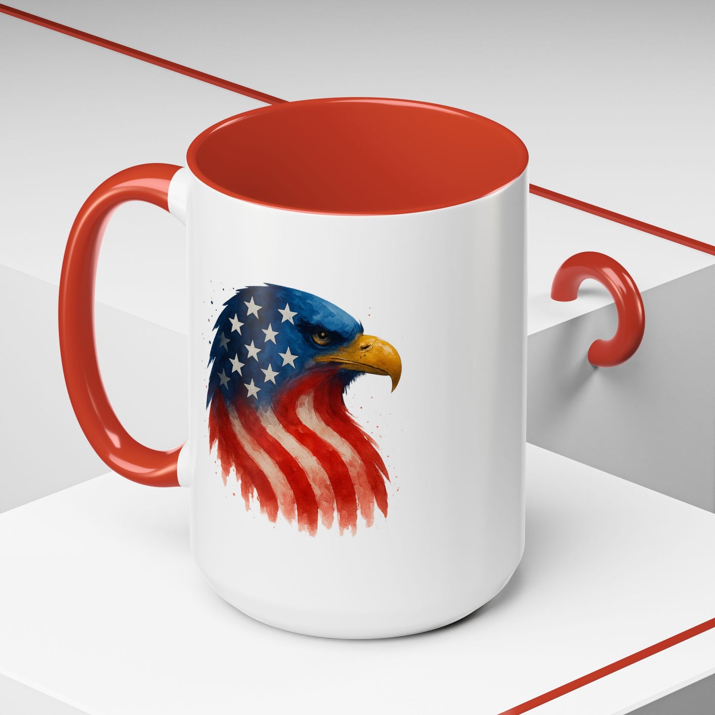 American Flag Eagle Mug - Patriotic Coffee Cup - USA Bald Eagle Gift - 4th of July Mug - Independence Day Drinkware - Veteran Gift