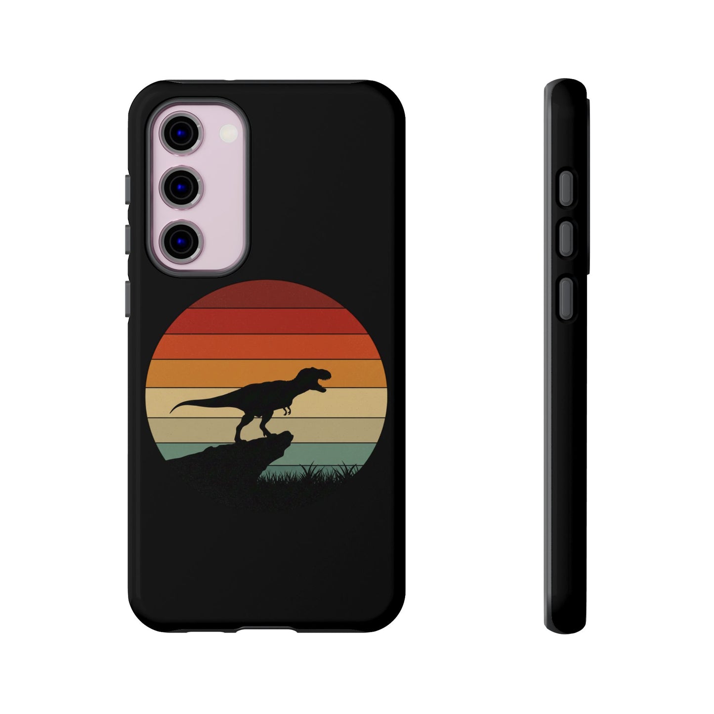 Retro Sunset Dinosaur Samsung Case | T-Rex Silhouette Vintage Gradient Cover for Galaxy S25/S24/S23 Series Dinosaur Phone Case