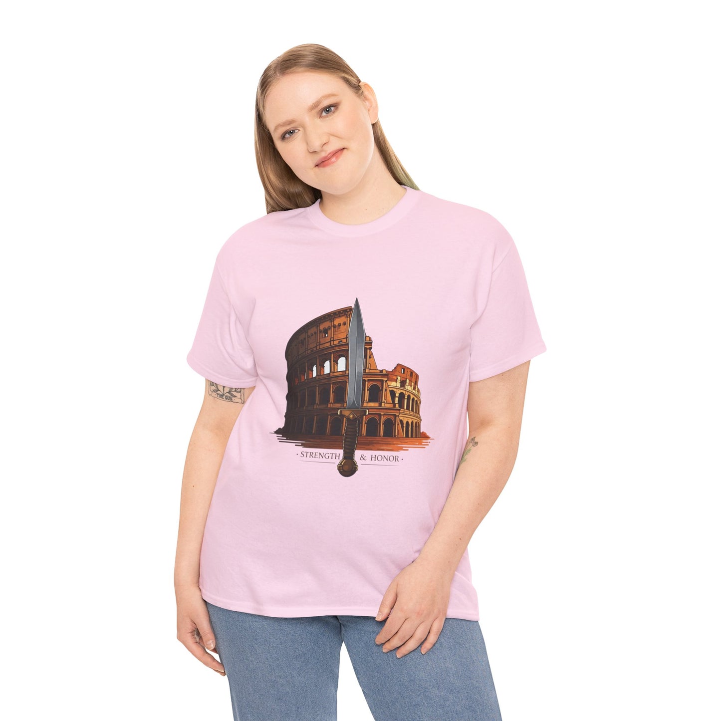 Strength & Honor Gladiator Shirt – Roman Colosseum Sword Graphic Tee – Ancient Rome History T-Shirt for Gladiator & Travel Fans