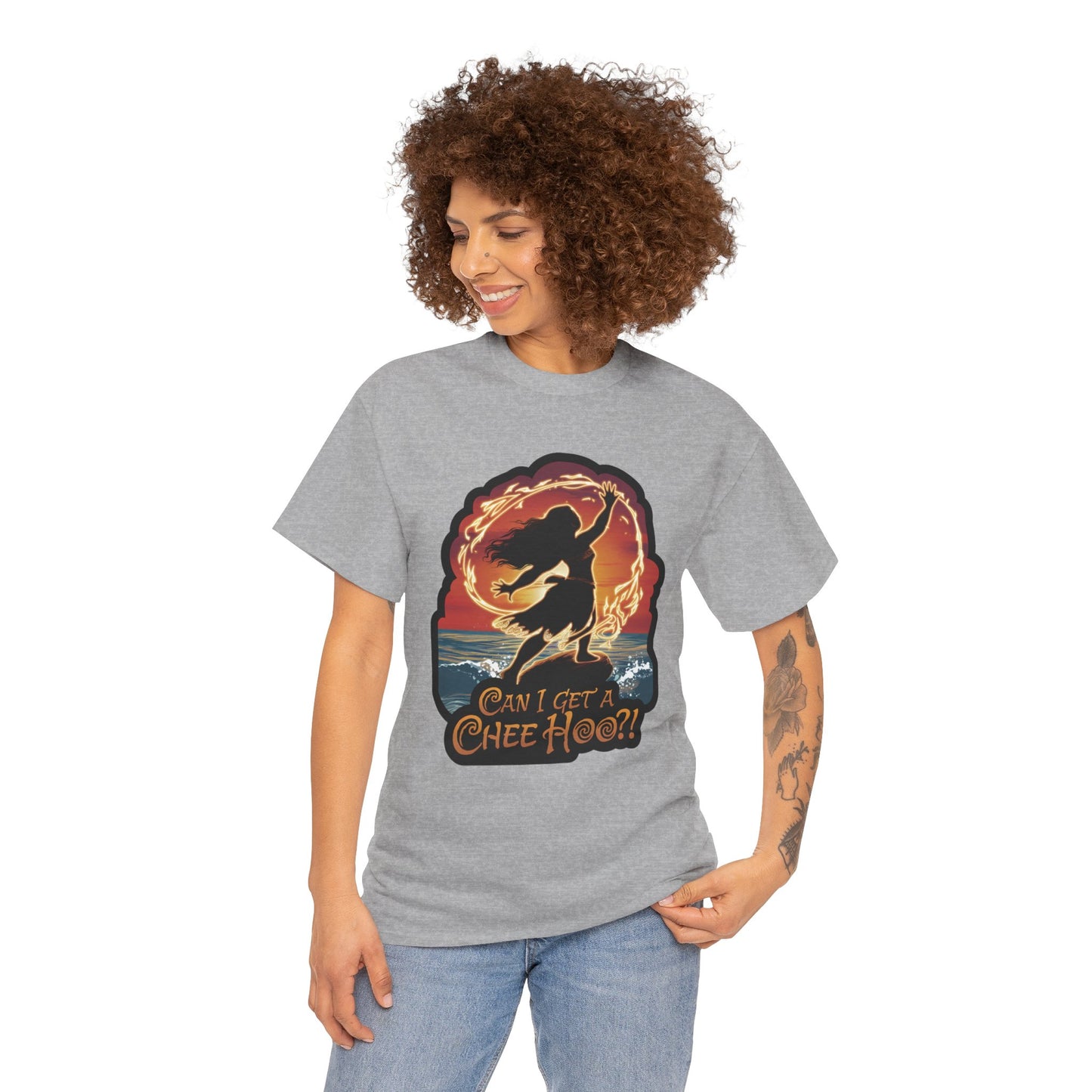 Can I Get a Chee Hoo Shirt – Hawaiian Island Vibes Tee – Hula Dancer Sunset Graphic T-Shirt – Polynesian Luau Party Unisex Top