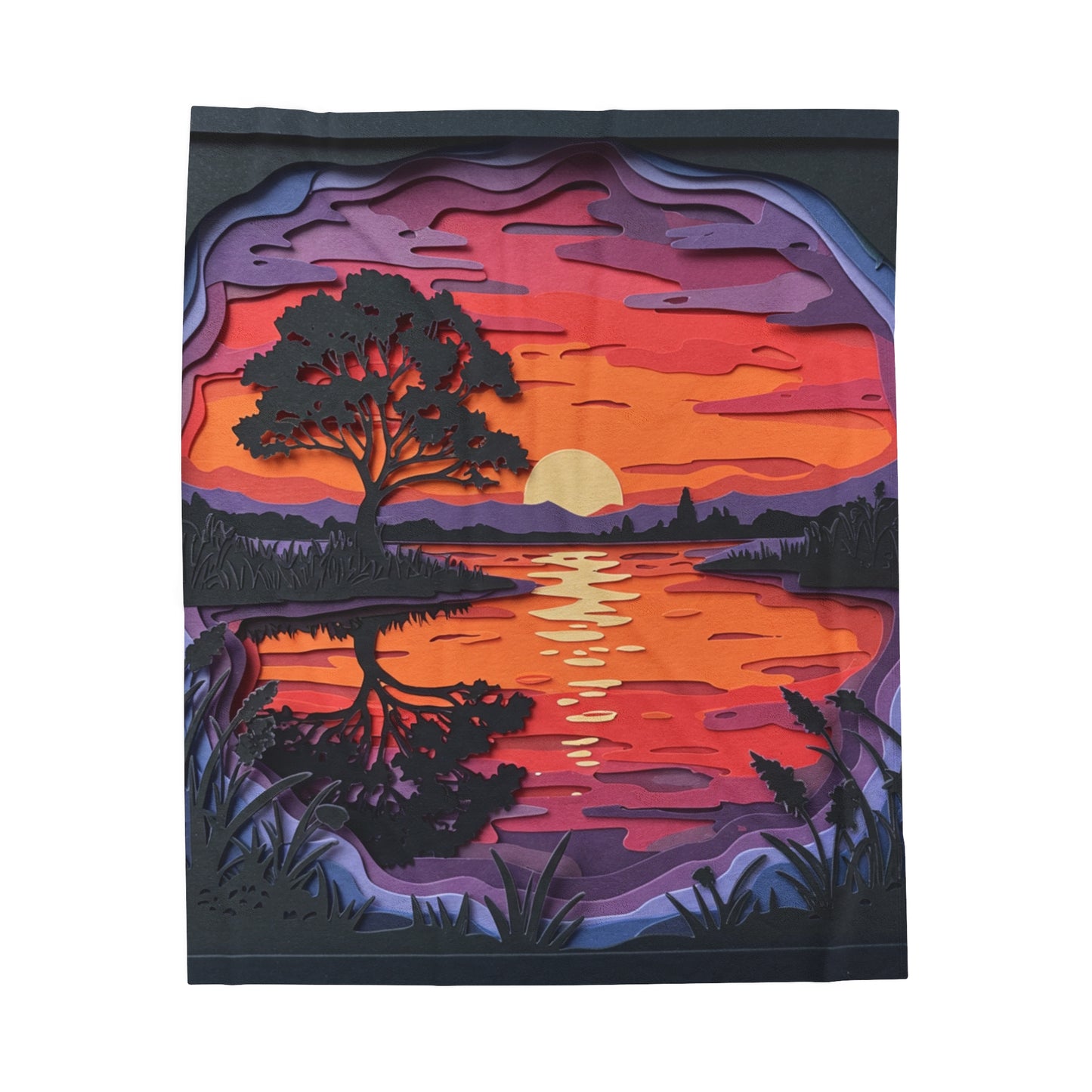 Plush Blanket - Sunset Paper Art Design