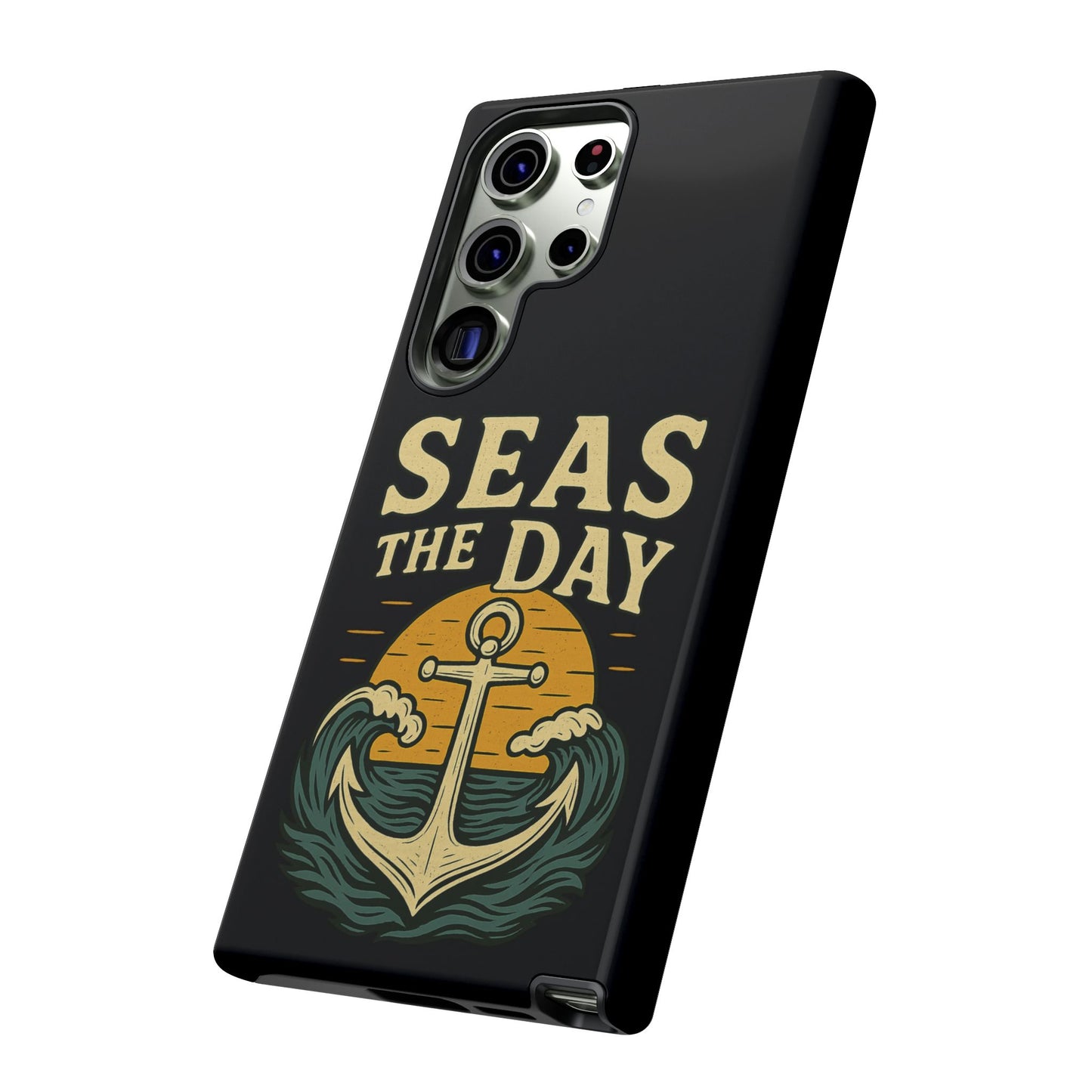 Seas the Day Samsung Case – Nautical Phone Case – Anchor Pun Gift – Ocean Lover Accessory – Motivational Phone Cover – Beach Vibes Case