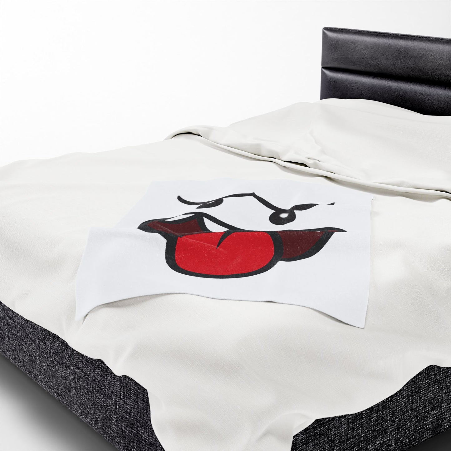 Funny Ghost Face Blanket, Spooky Halloween Throw, Creepy Gamer Room Bedding, Novelty Tongue Out Ghost Bedspread, Cool Cozy Horror Decor